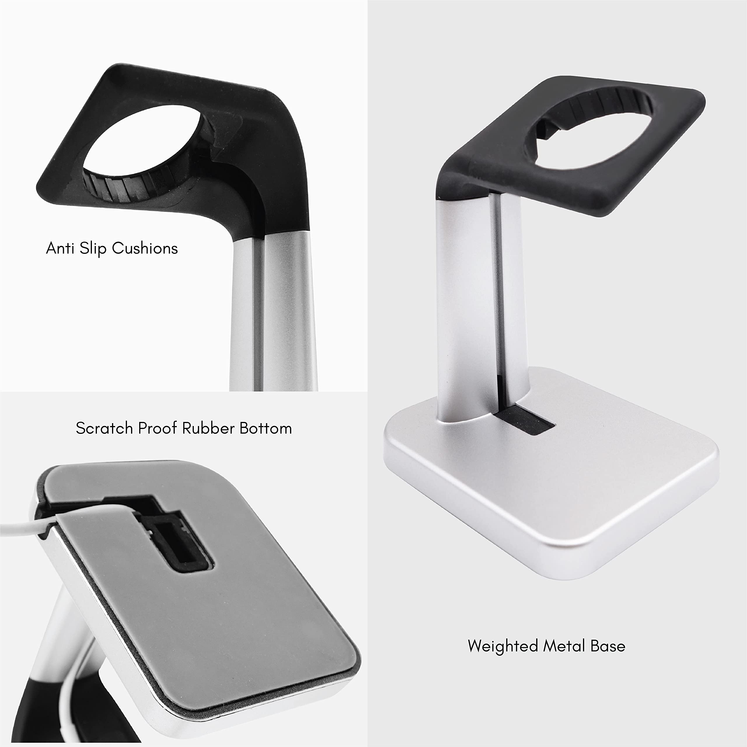 Macally Apple Watch Stand For Series Ultra, 9, 8, 7, 6, 5, 4, 3, 2, 1, Se (44Mm, 42Mm, 40Mm, 38Mm)   Sleek Nightstand For Apple