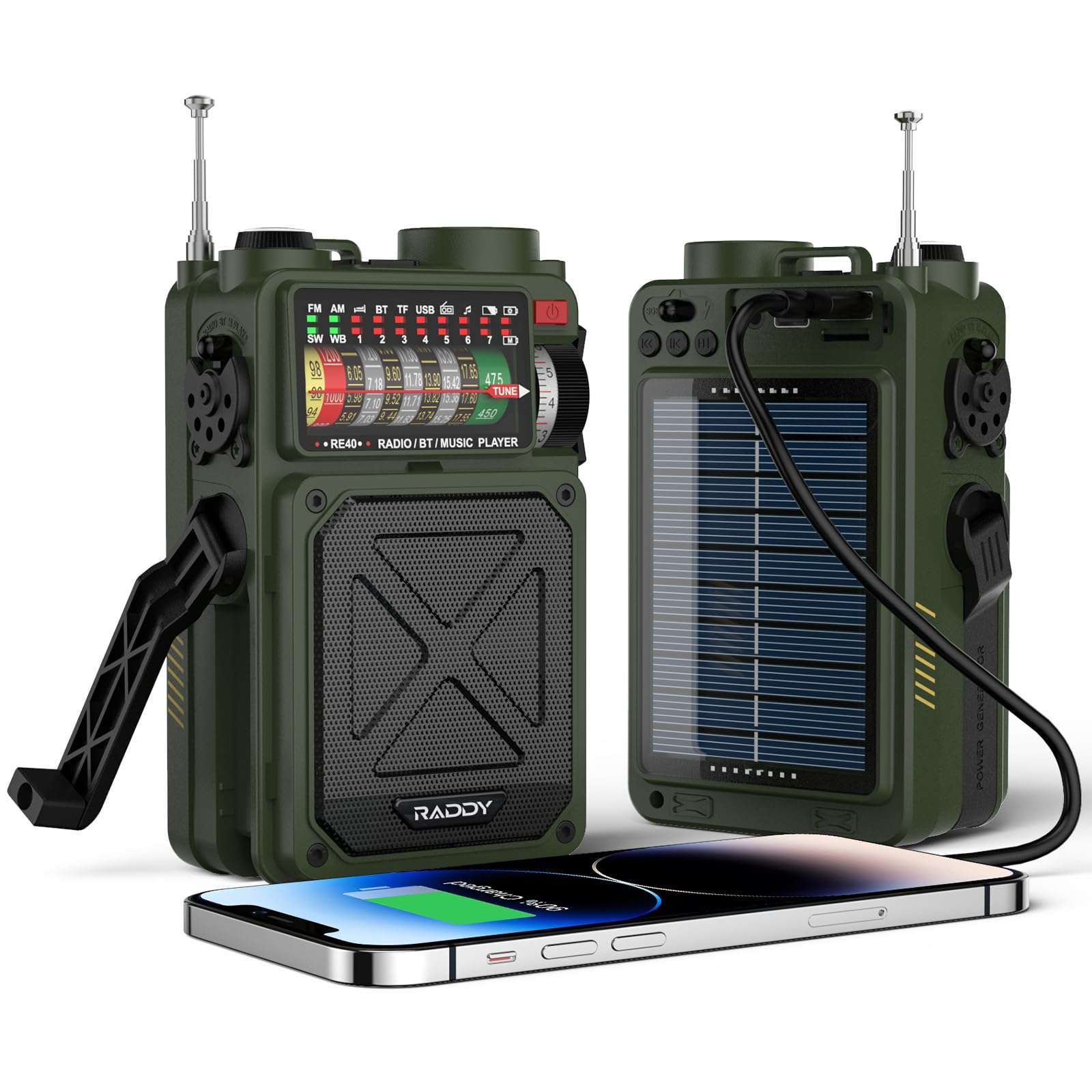 Raddy Re40 Portable Shortwave Radio Fm/Am/Sw/Wb Receiver, 4000Mah Emergency Radio With Bluetooth And Noaa Alerts, Pocket Radio R