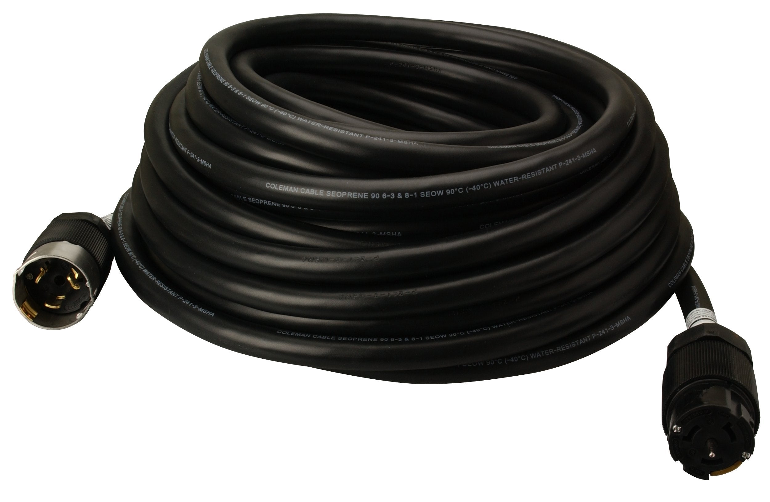 Southwire Extra Duty Outdoor Extension Cord, 50Ft, 8 Gauge, 50 Amp, Twist To Lock, Generator Cord, Seow, Black, 19180008