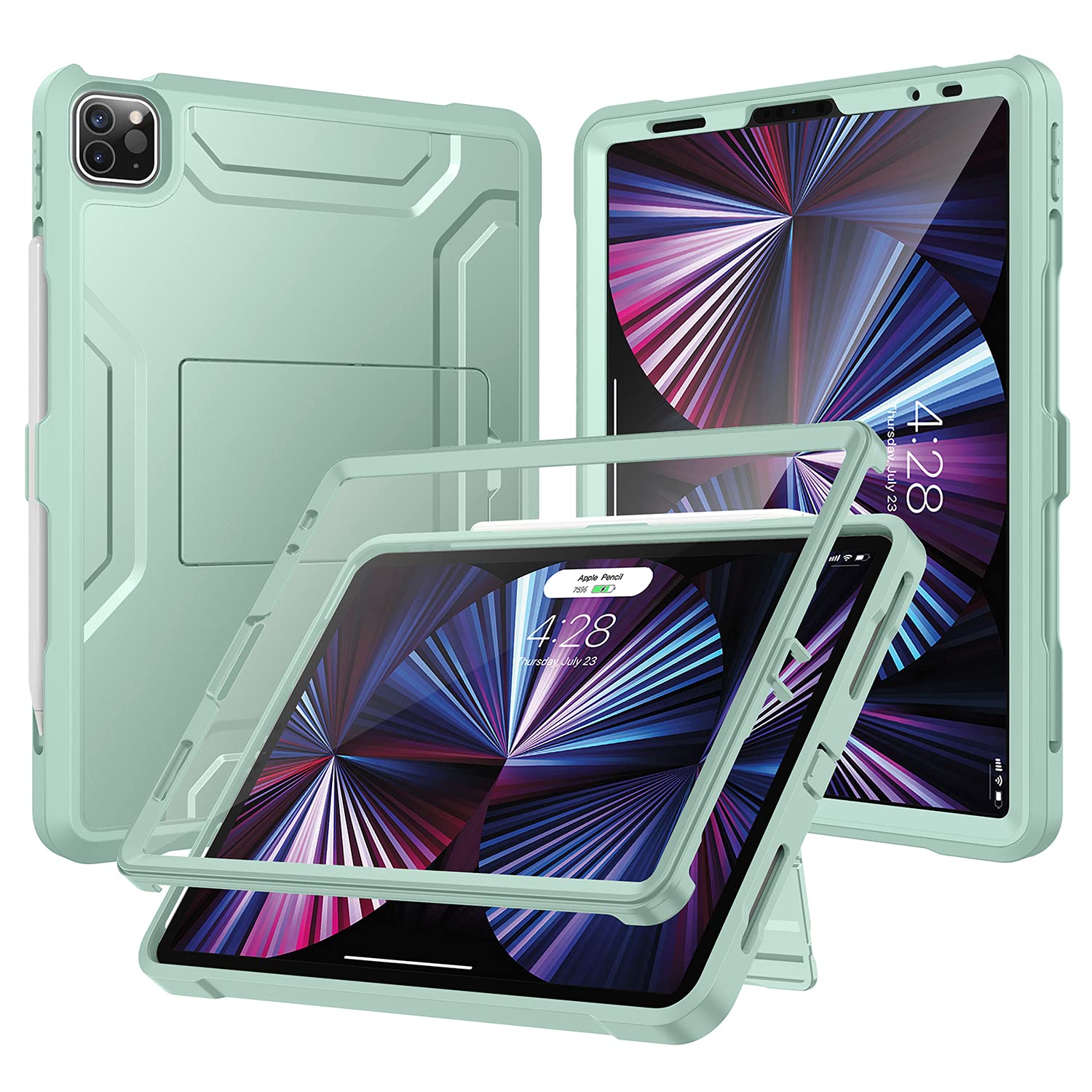 Soke Case For Ipad Pro 11 Inch 2022/2021/2020/2018/Ipad Air 5Th/4Th Generation,Built In Screen Protector   Support 2Nd Apple Pencil Charging   Heavy Duty Rugged Protective Kickstand Case   Mint Green
