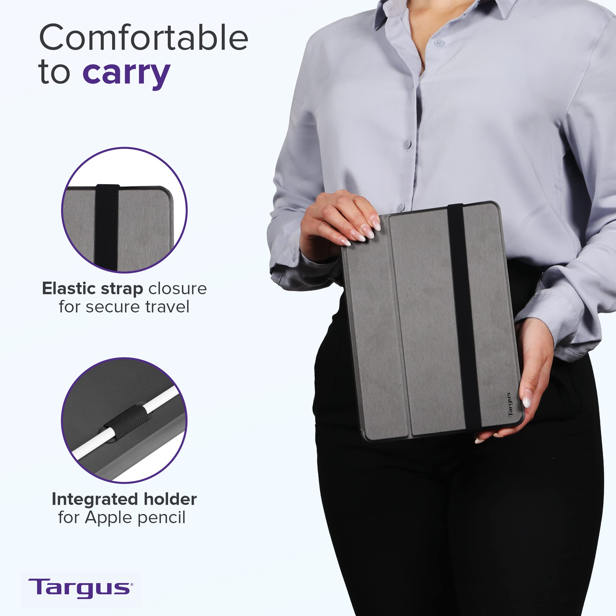 Targus Click-In Ipad Case (8Th/7Th Generation) 10.2 Inch, Ipad Air 10.5 Inch & Ipad Pro 10.5 Inch, Tablet Pouch With Auto Sleep/