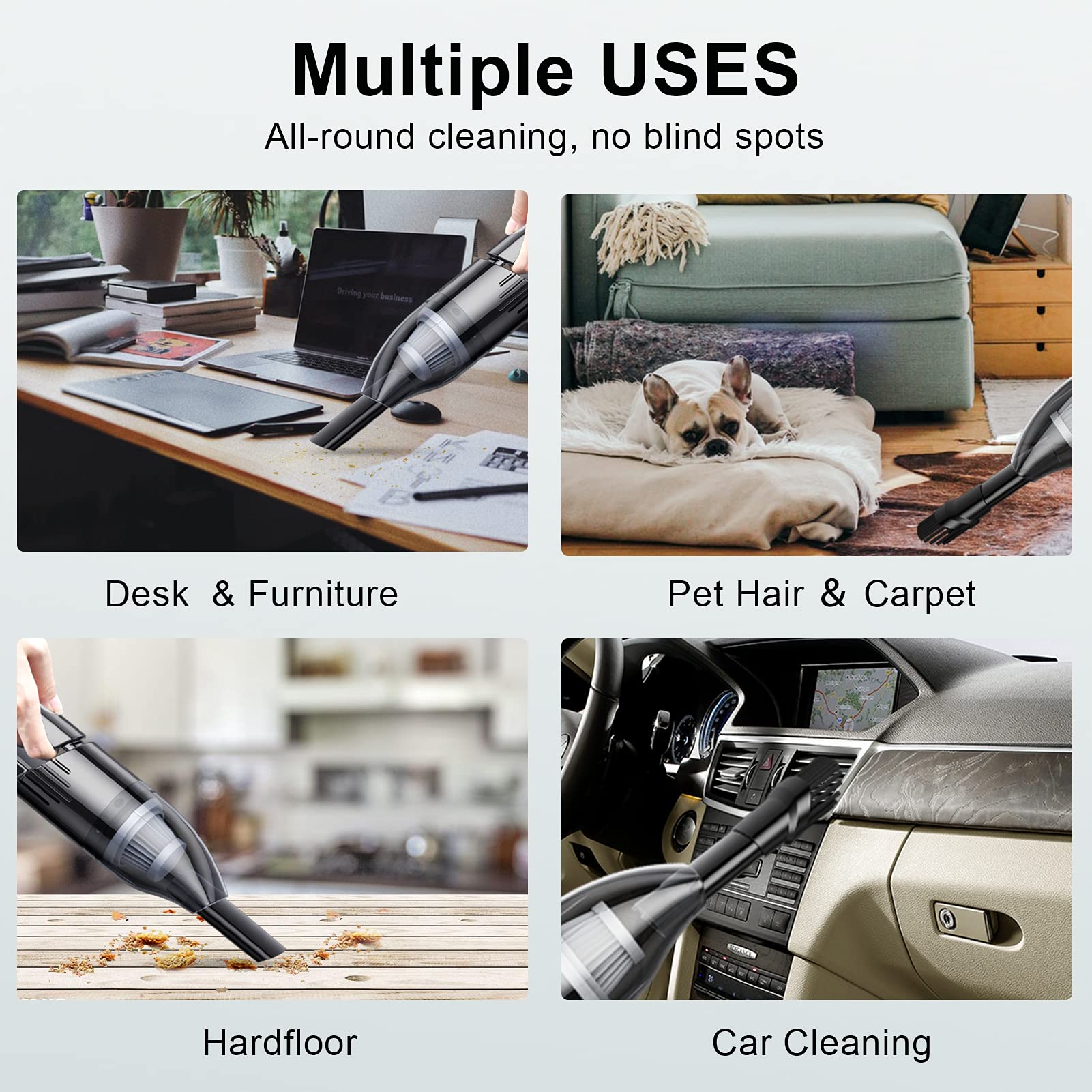 Upfox Handheld Vacuum Cleaner Cordless   Mini Car Vacuum Cleaner Rechargeable For Car, Home, Office, Pet Hair Travel Cleaning (B