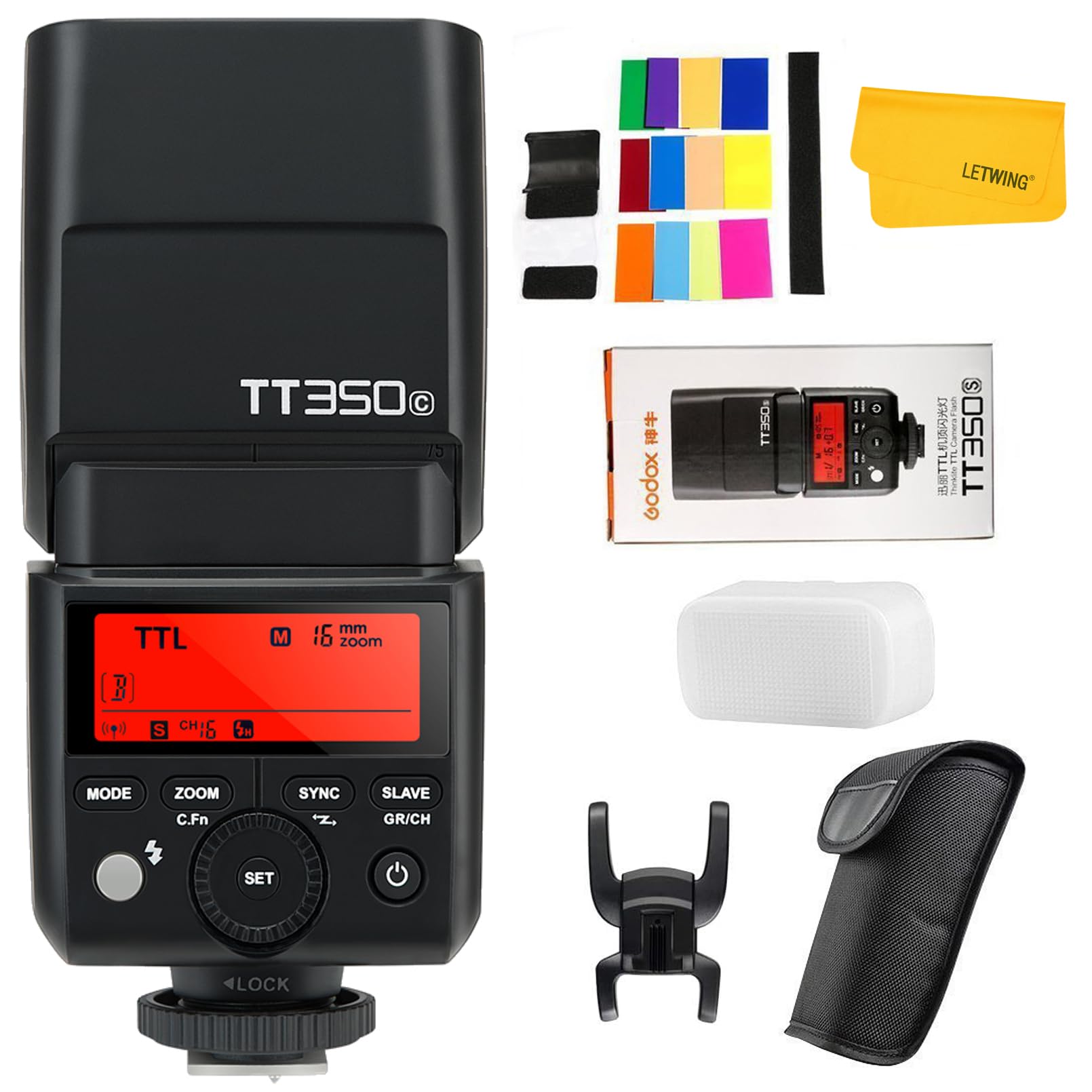 Godox TT350C Flash for Canon Camera, 2.4G Wireless Speedlight Canon GN36 1/8000s HSS Speedlite, Mini Thinklite TTL Camera Flash 