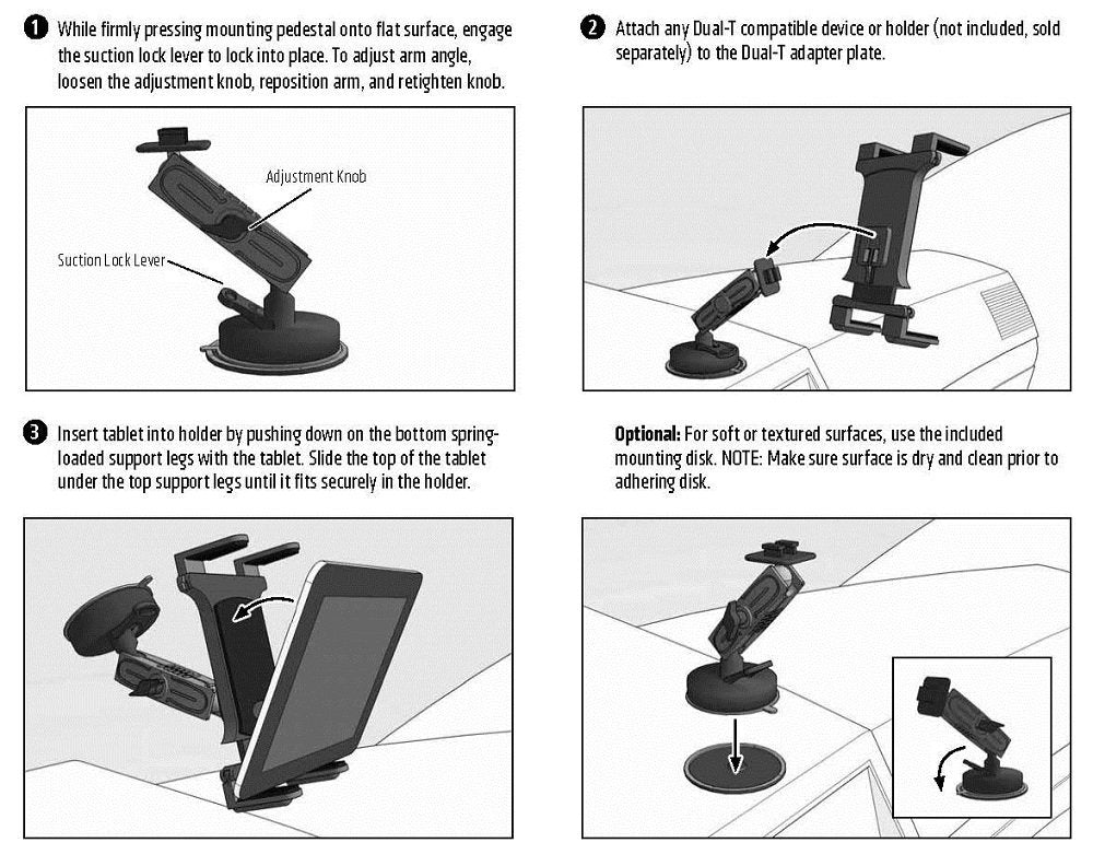 Arkon Sticky Suction Windshield Or Dash Car Mounting Pedestal For Arkon Smartphone And Tablet Holders