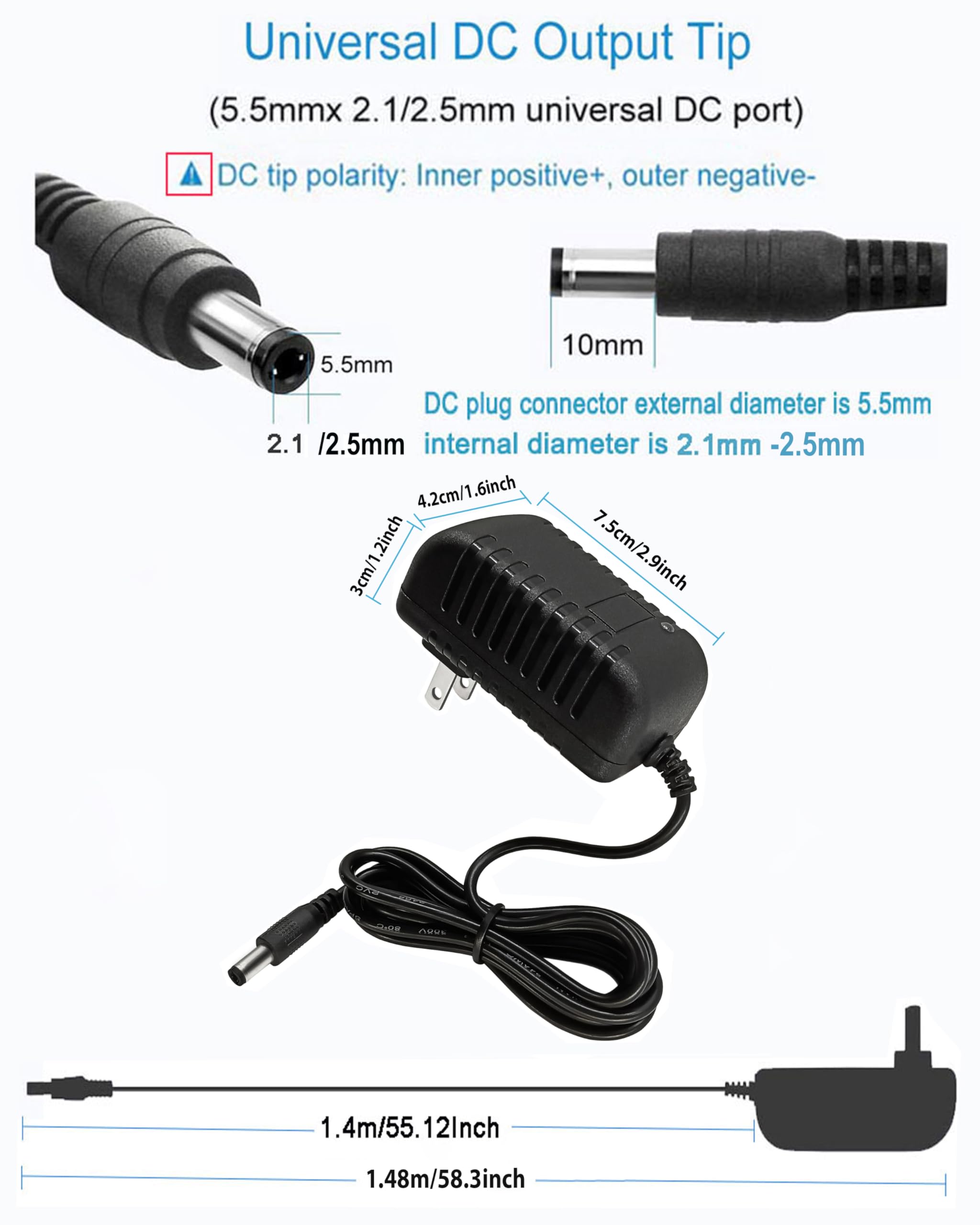 Dc 12V 1.5A 1500Ma Switching Power Supply Ac Dc Adapter 100 240V 50 60Hz Ac To Dc 12 Volt 1.5 Amp Power Adapter 5.5Mm X 2.5Mm/2.