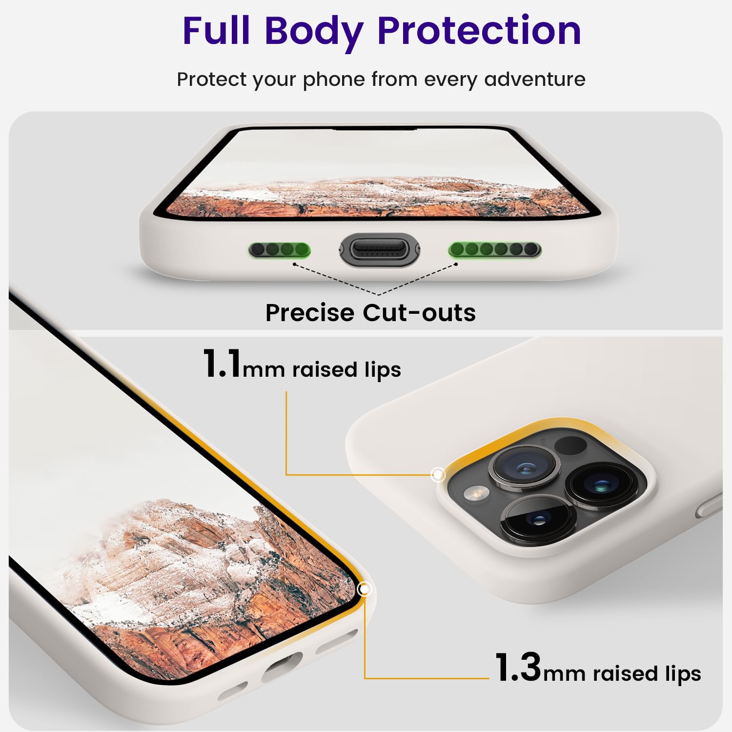Otofly Designed For Iphone 14 Pro Max Case, Silicone Shockproof Slim Thin Phone Case For Iphone 14 Pro Max 6.7 Inch (Stone)