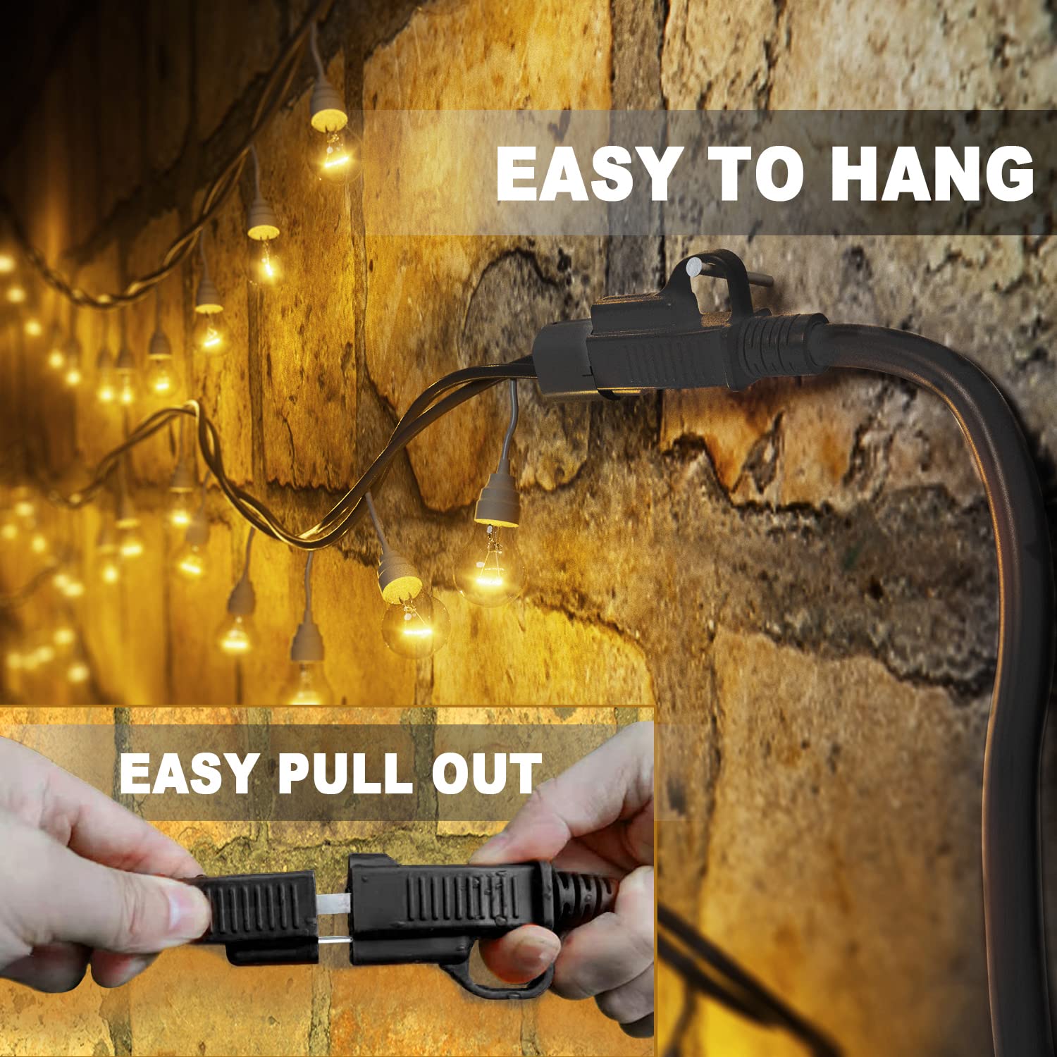 Huanchain 10 Ft (2Pack) Indoor Outdoor Black Extension Cord Waterproof, 16/3 Gauge Flexible Cold Resistant Appliance Cord Outsid