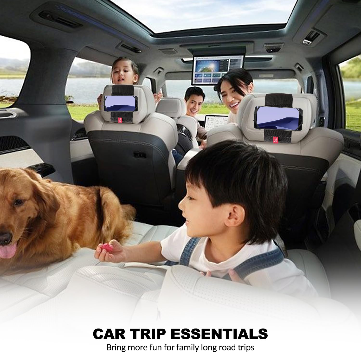 Z Zothington Car Phone Headrest Holder - Car Back Seat Headrest Phone Mount For Kids, Road Trip Essentials, Compatible With Ipho