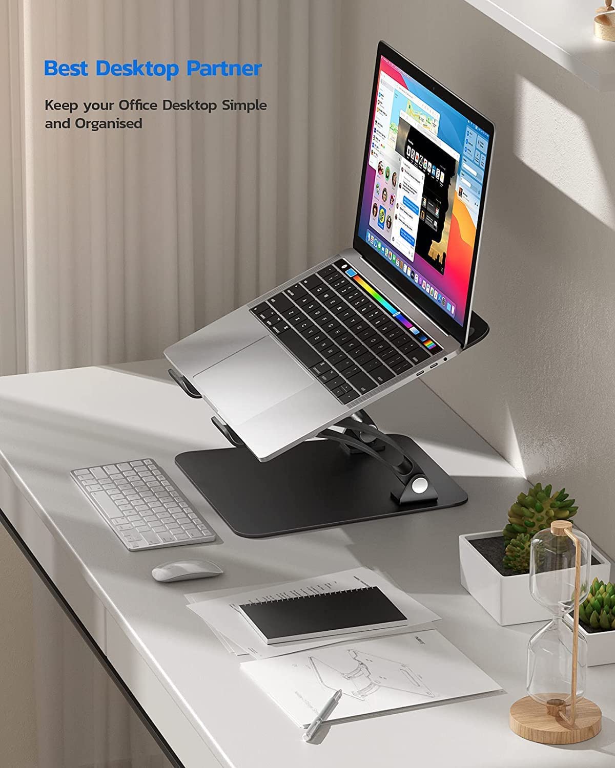 Nulaxy Fully Adjustable Laptop Stand For Desk, Dual Foldable Aluminum Computer Riser With Heat Vent, Ergonomic Notebook Holder Portable Office Accessories Compatible With All 10 17' Laptops, Black