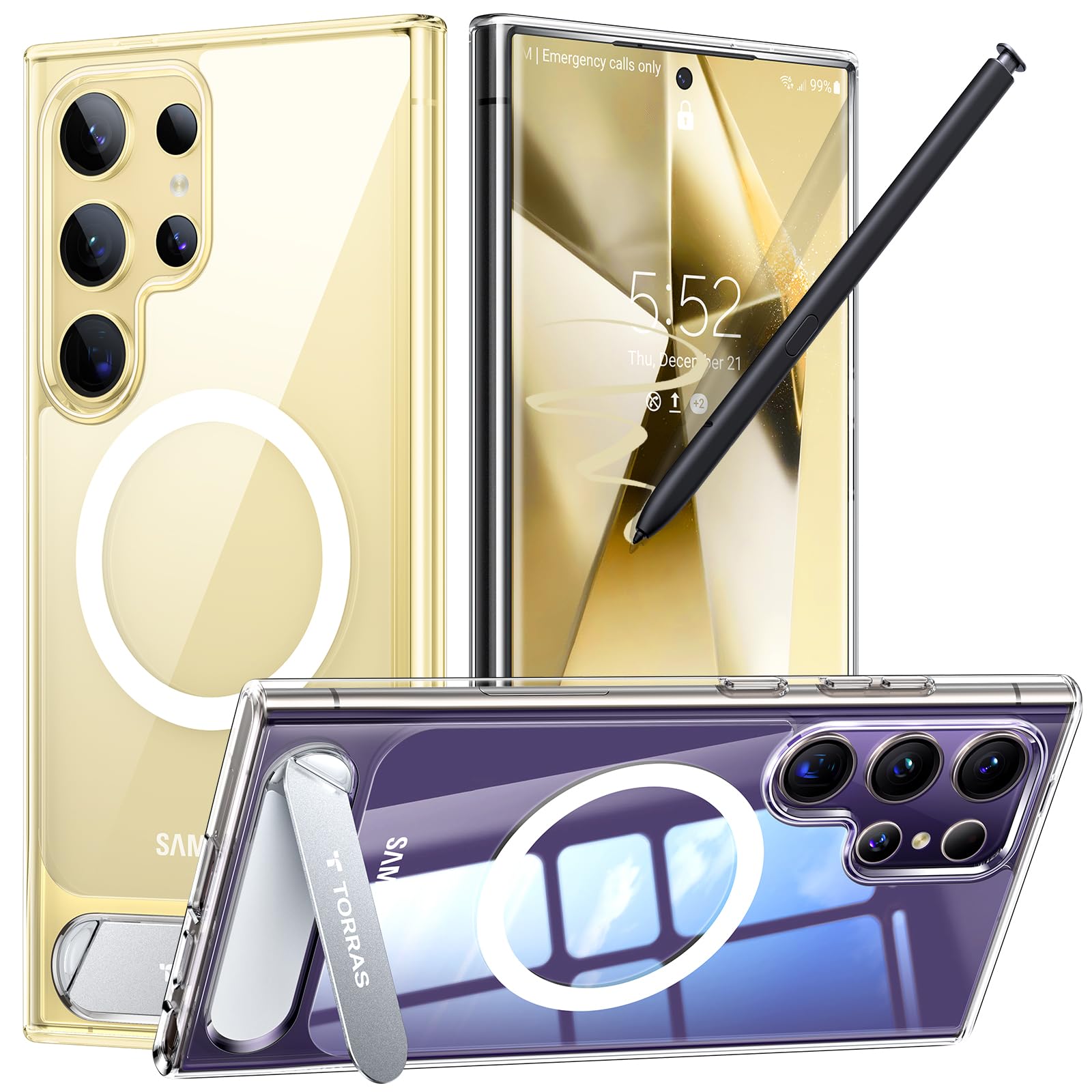 Torras Strong Magnetic & Seamless Stand For Samsung Galaxy S24 Ultra Case For Magsafe, Mil Grade Drop Protection, Adjustable Kic