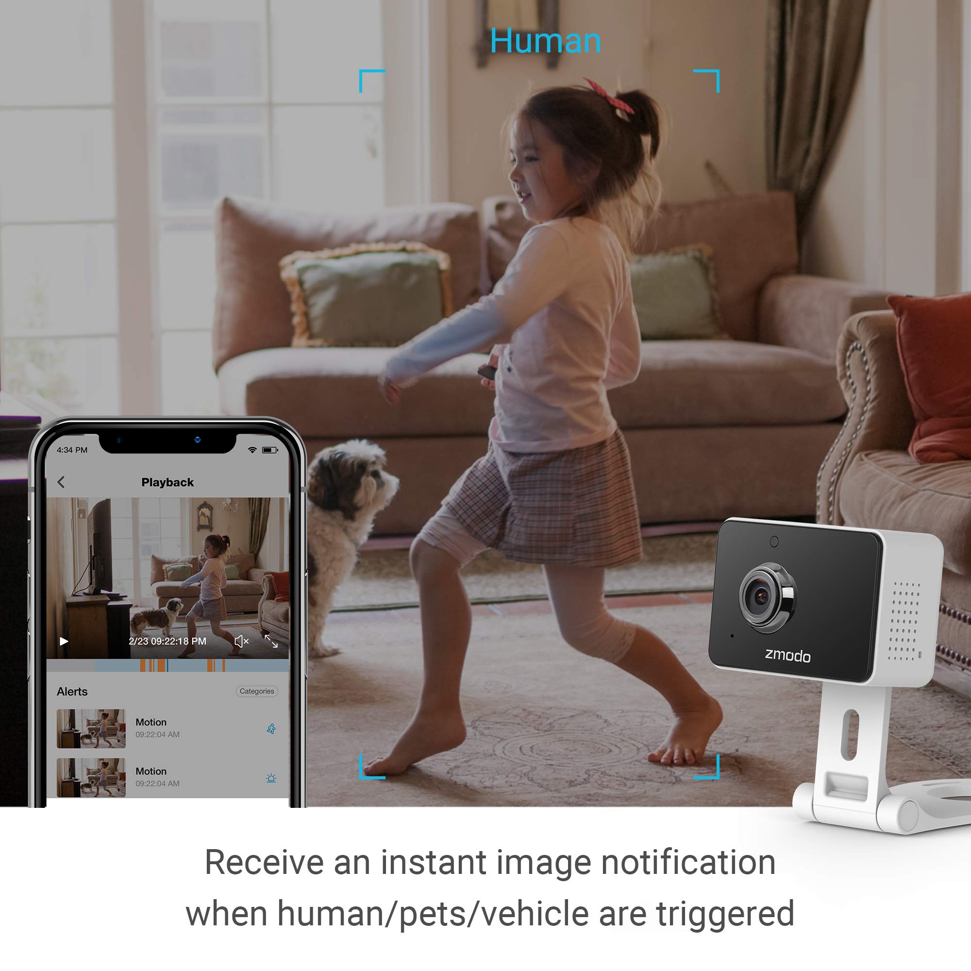 Zmodo Mini Pro 1080P Indoor Home Security Camera Wireless Baby Monitor Pet Cam Nanny Camera Two-Way Audio, Night Vision, Motion
