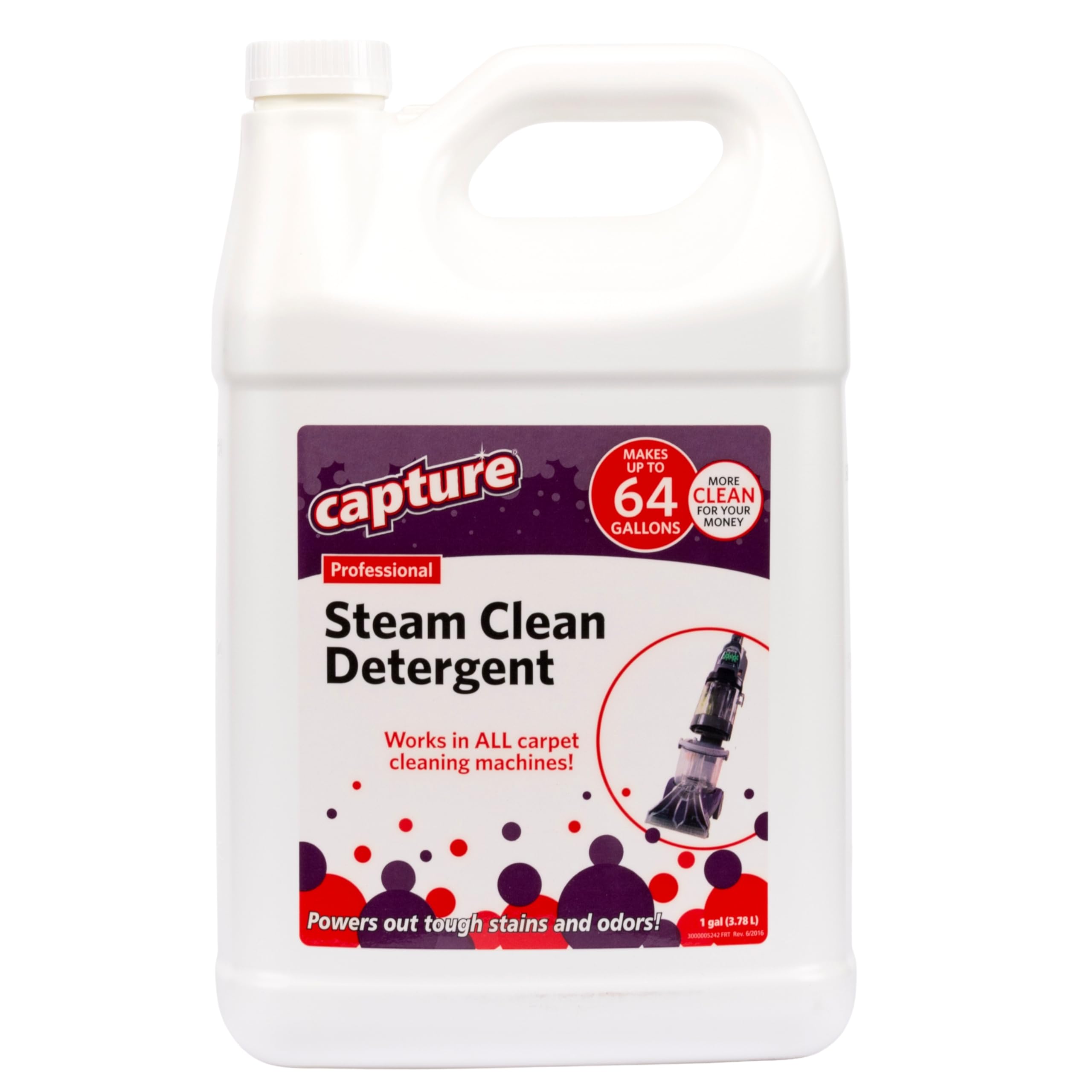 Capture Professional Steam Clean Detergent for All Machines  Home, Car, Dogs & Cats Pet Carpet Cleaner Solution  Strength Odor