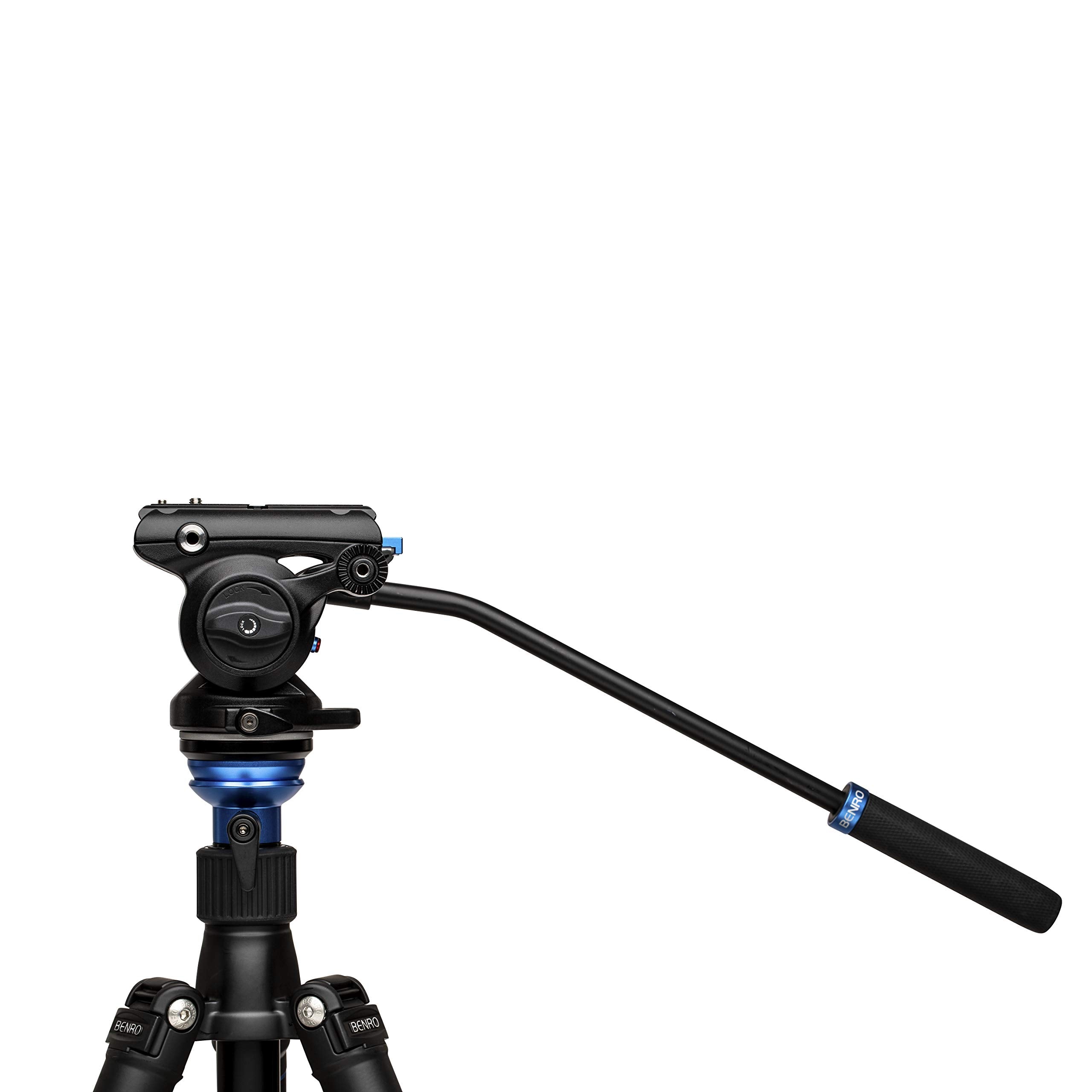 Benro S4 Pro Flat Base Fluid Video Head, 8.8 Lb Max, 2 Step Counterbalance (1&2), 1/4-20 Accessory Mounts, 3/8-16 Head Mount, W/