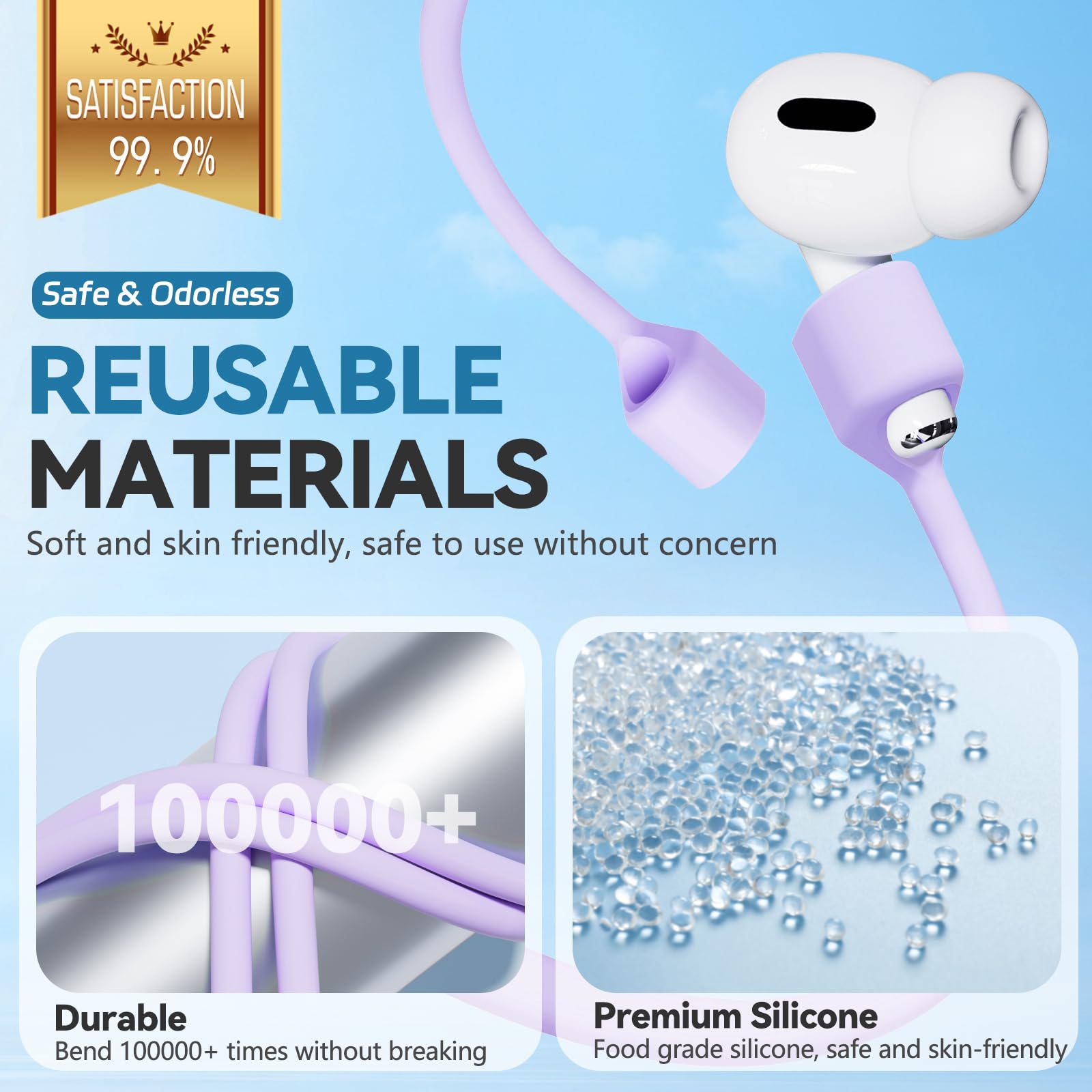 1 Pack Ultra Strong Magnetic Anti Lost Straps For Airpods, Soft Silicone Sports Lanyard Neck Rope Cord Compatible With Airpods 4