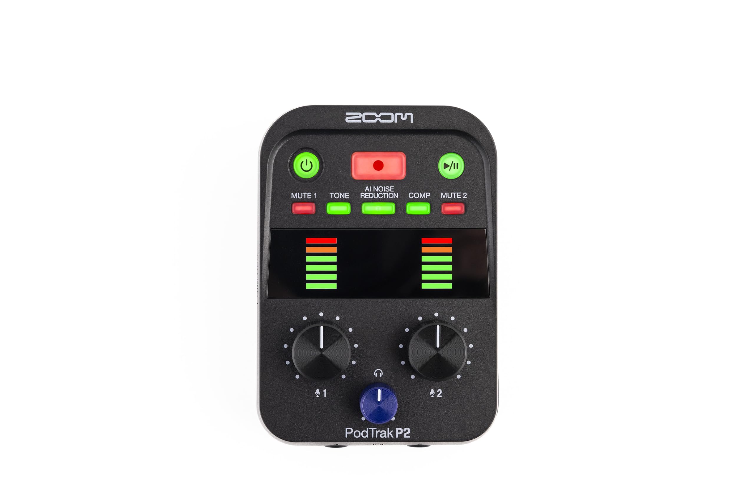 PodTrak P2 Podcast Recorder with 2 USB Mic Inputs, 2 Headphone Outputs, AI Noise Reduction, Tone & COMP Effects, Remote Guest Re
