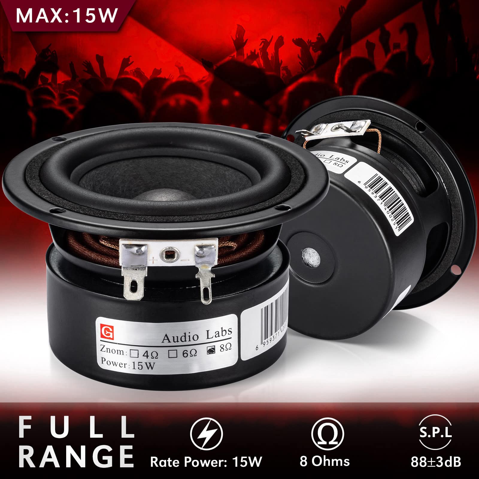 Pack Of 2 Full Range Bookshelf Speaker, 3 Inch 8 Ohm Anti Magnetic Hifi Tweeter Wooden Enclosure Home Audio Woofer Multimedia Speakers (8O)