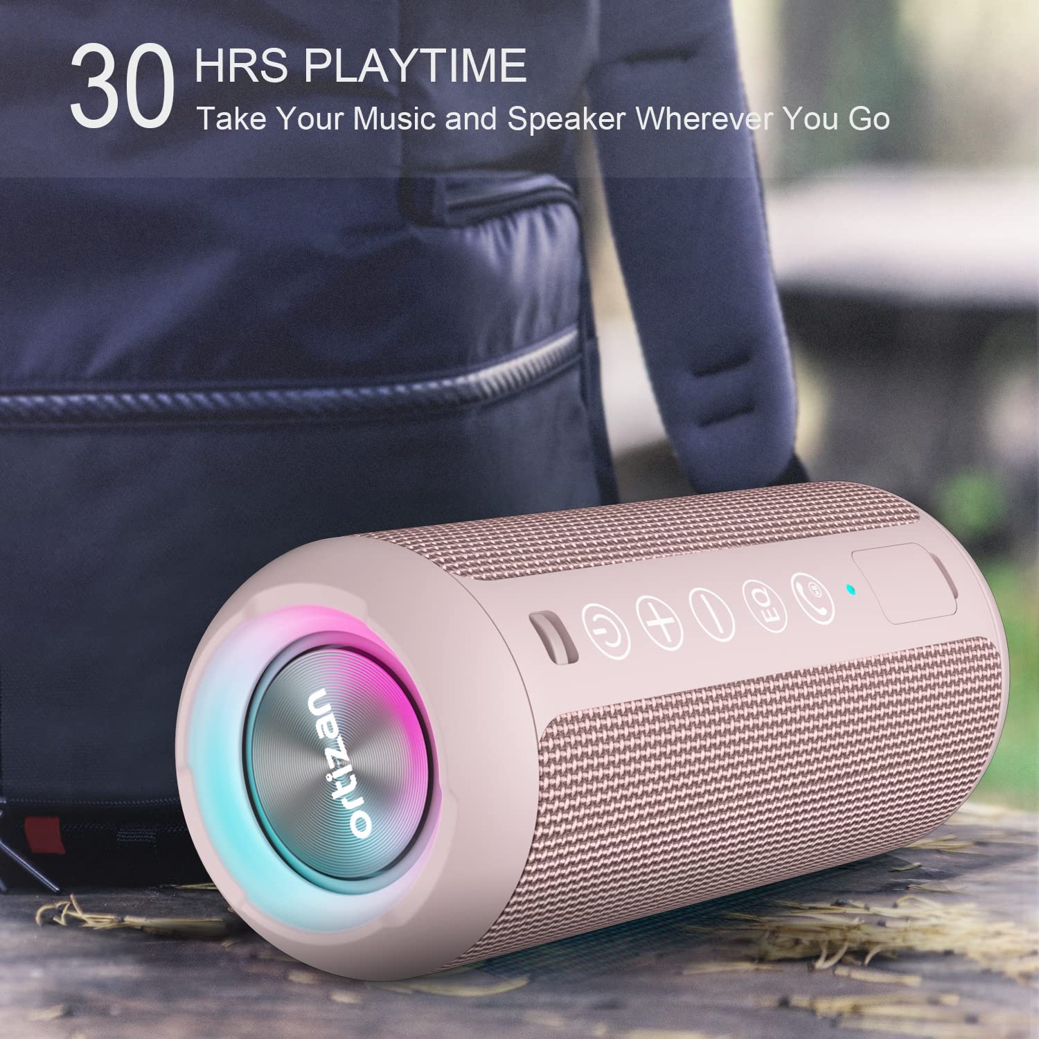 Ortizan Portable Bluetooth Speakers, Ipx7 Waterproof Wireless Speaker With 24W Loud Stereo Sound, Deep Bass, Bluetooth 5.3, Rgb