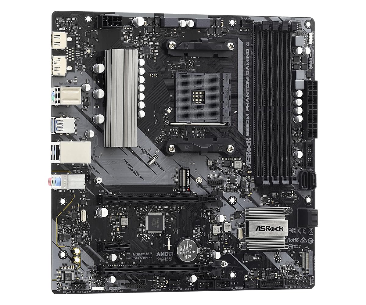 Asrock Am4 Amd B550 Sata 6Gb/S Micro Atx Amd Motherboard Model B550M Phantom Gaming 4
