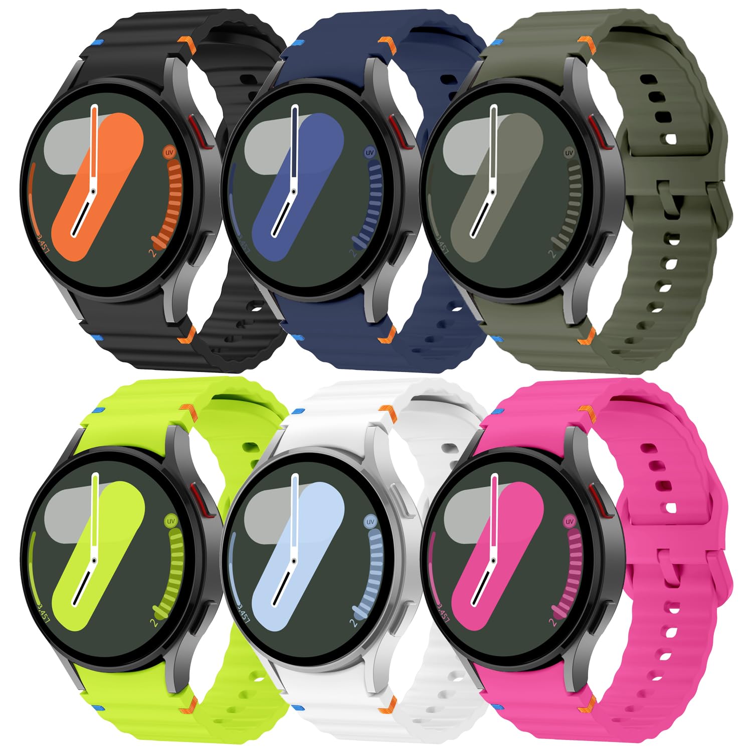 6-Pack Sport Band For Samsung Galaxy Watch 7 Band 40Mm 44Mm