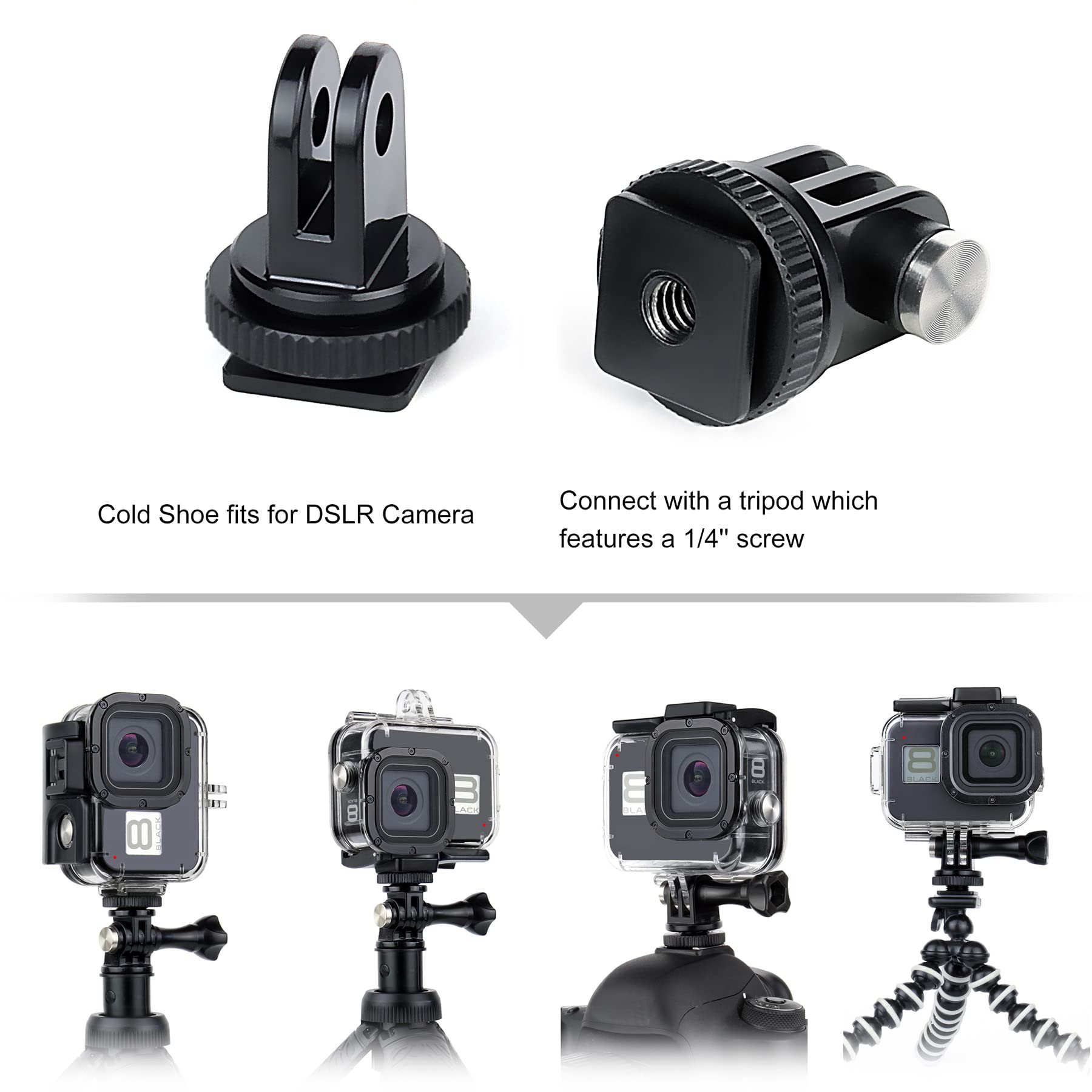 GEPULY Waterproof Case for GoPro Hero 8 Black with 60M Dive Housing & 4-Pack Filters - Plastic, Includes Red, Light Red, Magenta Filters