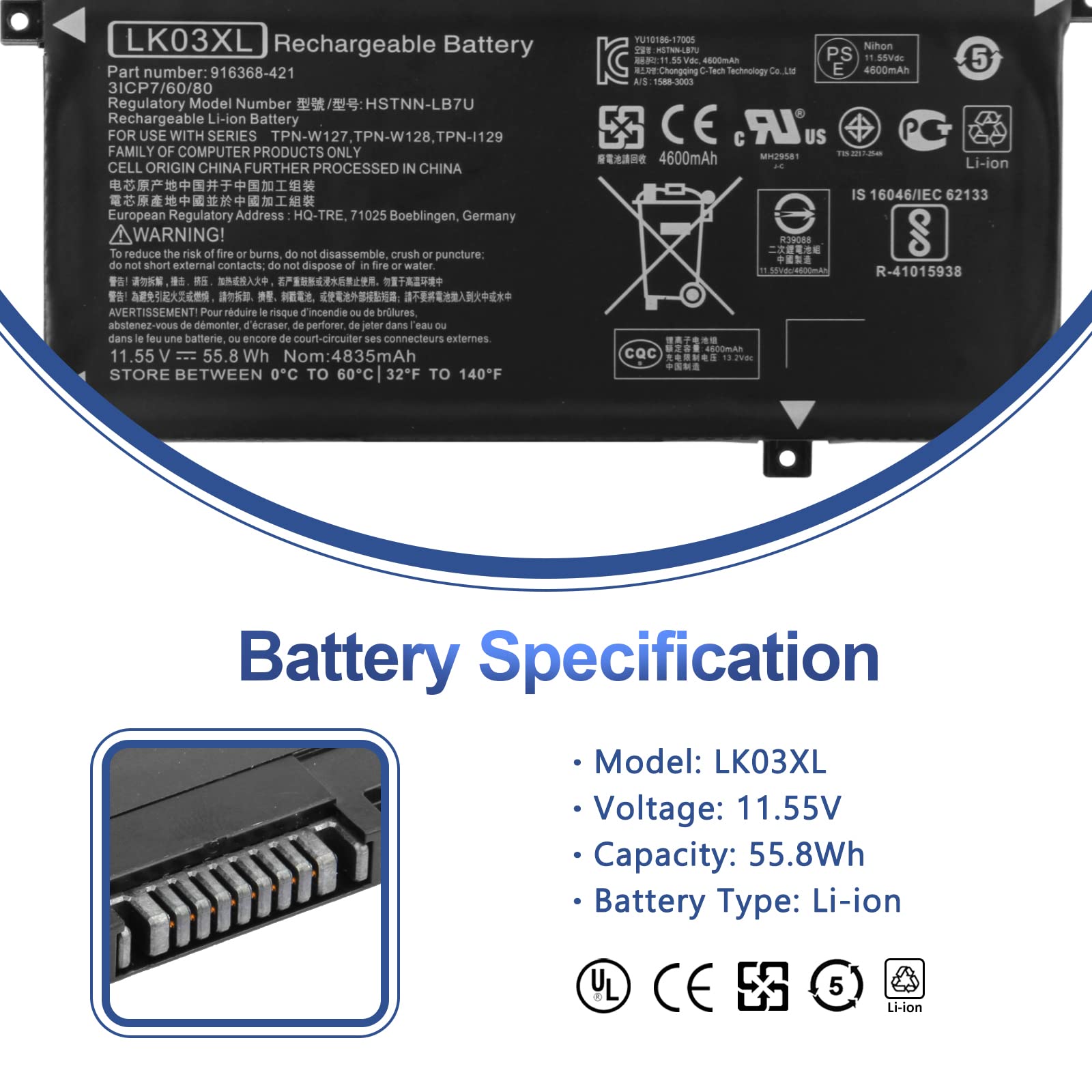 Lk03Xl L09281 855 916814 855 Battery For Hp Envy X360 15M Cn0Xxx Cn1Xxx Cn0011Dx Cn0012Dx Bp0Xx Bp1Xx Bq0Xx Bq1Xx Bq021Dx Cp0Xxx