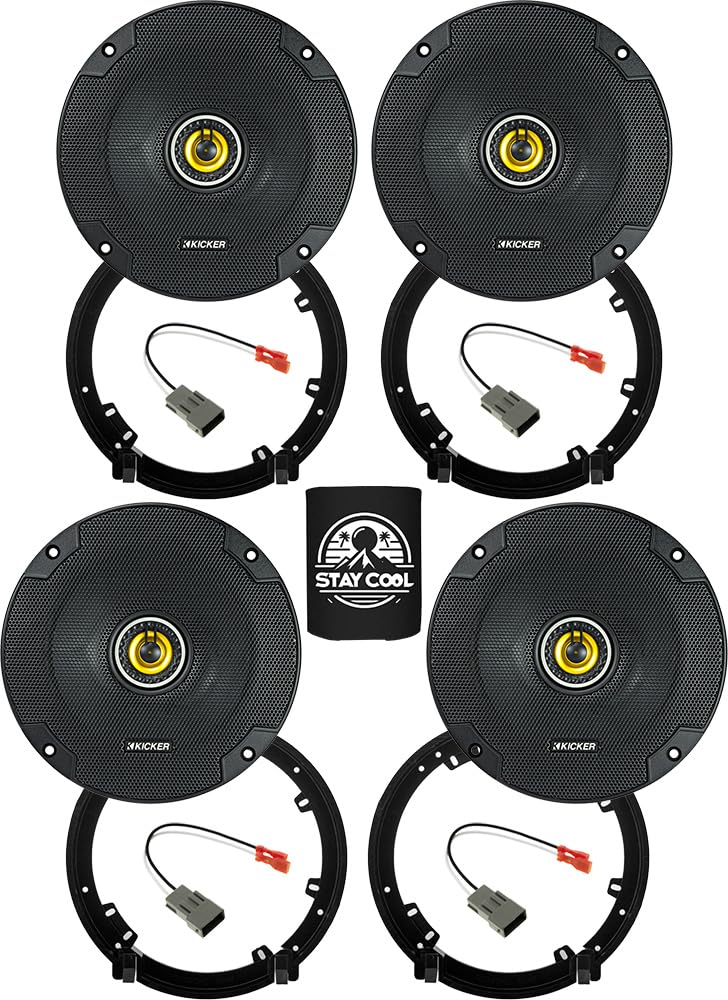 KICKER Speakers 6.5 inch for Honda Civic (Coupe, Sedan) 2016-2020 Upgrade Kit - 4 Pack of CS Series with Adapters and Harness, C