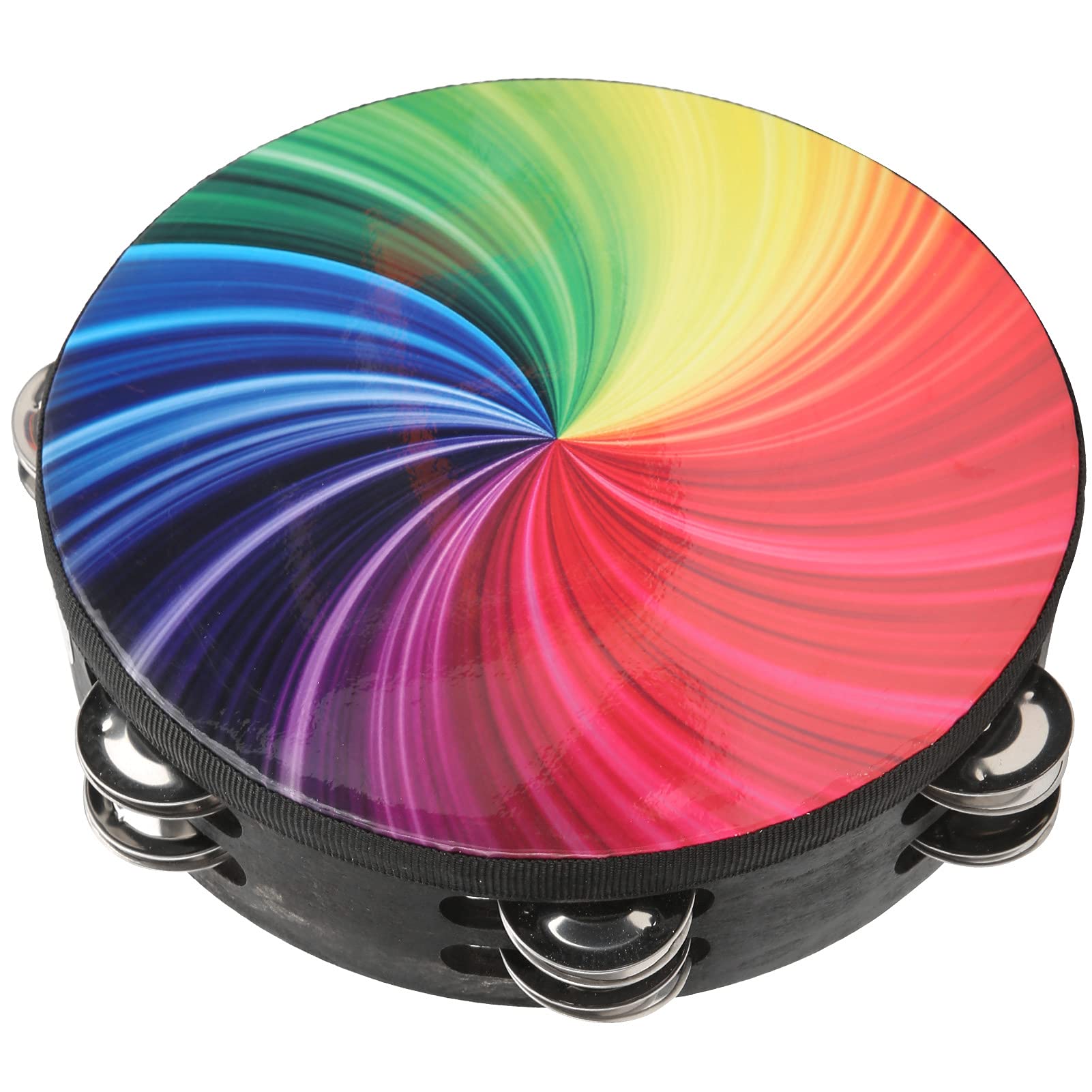 Ubersweet Hand Drum, Tambourine Crisp Sound Percussion Instrument Colorful with Double Row Bells for Rhythm Training(color)