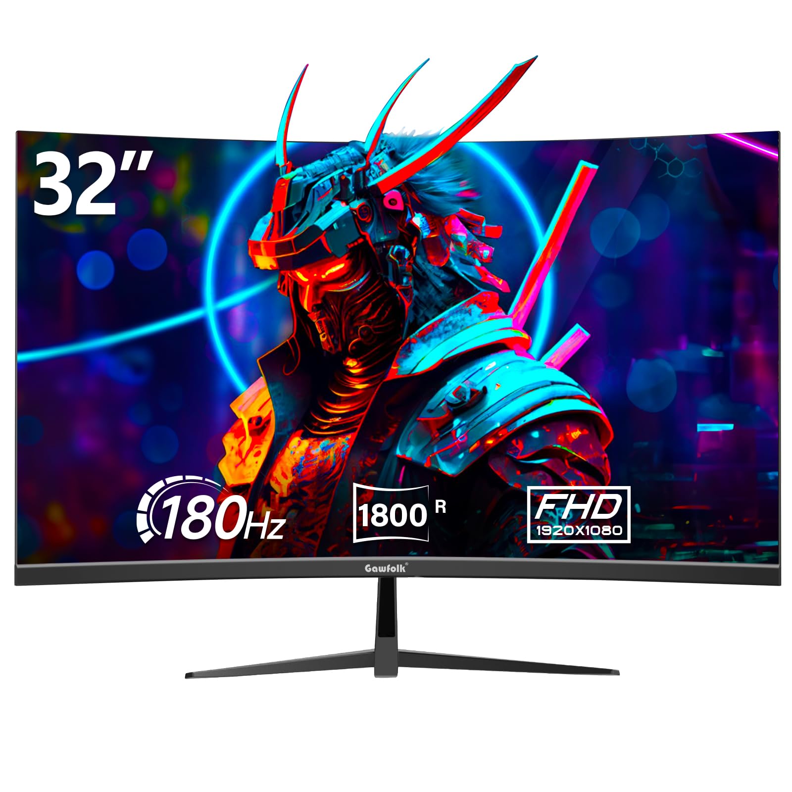 Gawfolk 32 Inch Gaming Monitor 1800R Curved Computer Monitors 165Hz / 180Hz Pc Monitors Va Screen For Home, Office And Dormitory