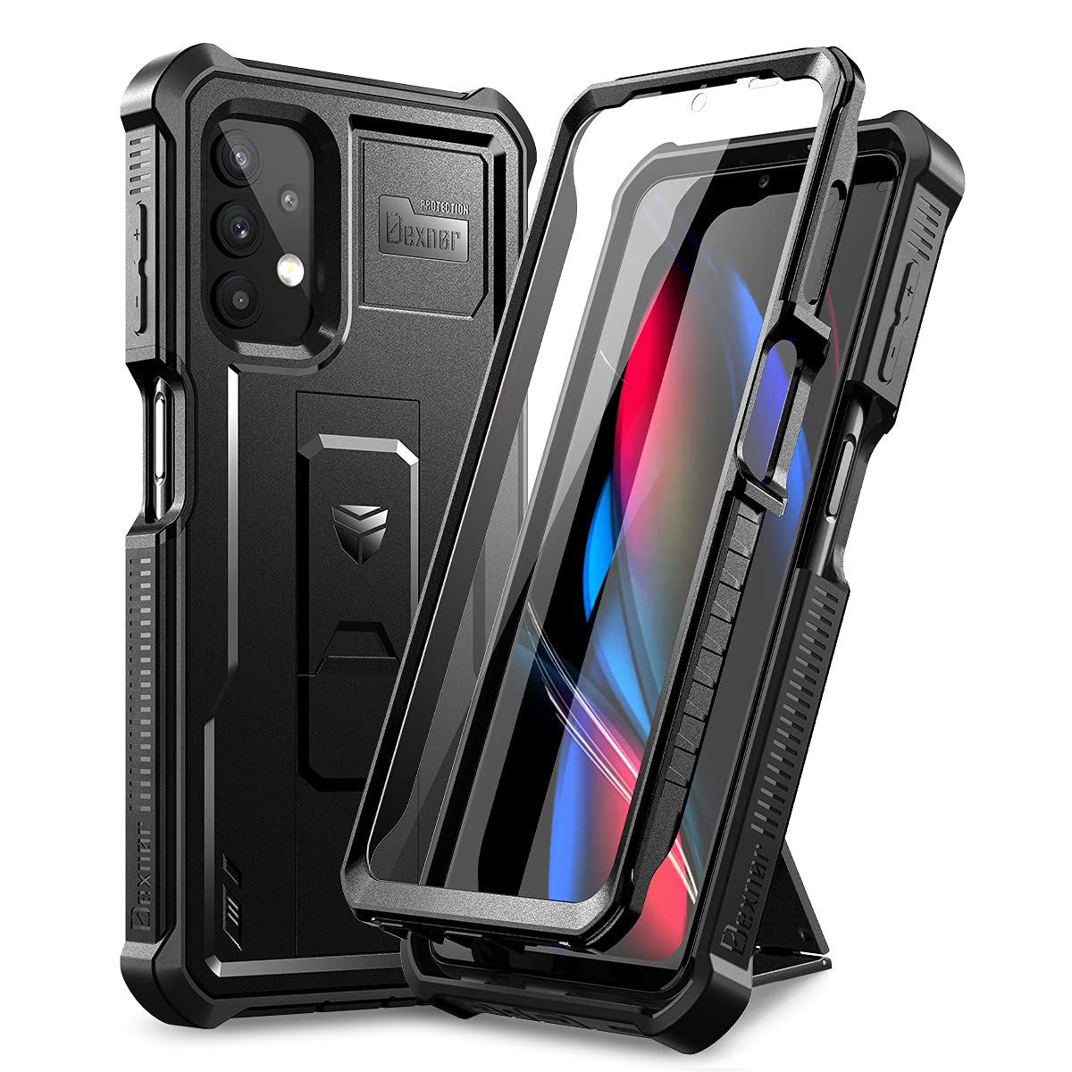 Dexnor for Samsung Galaxy A32 5G Case, [Built in Screen Protector and Kickstand] Heavy Duty Military Grade Protection Shockproof