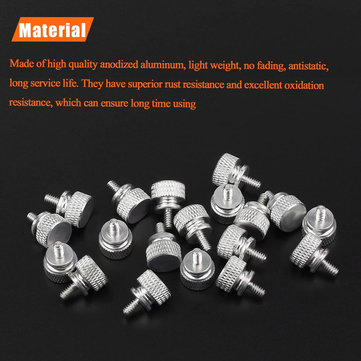 Helifouner 20 Pieces 6 32 Thread, Silver Color Anodized Aluminum Computer Case Thumbscrews, Thumb Screws For Computer Case/Cover