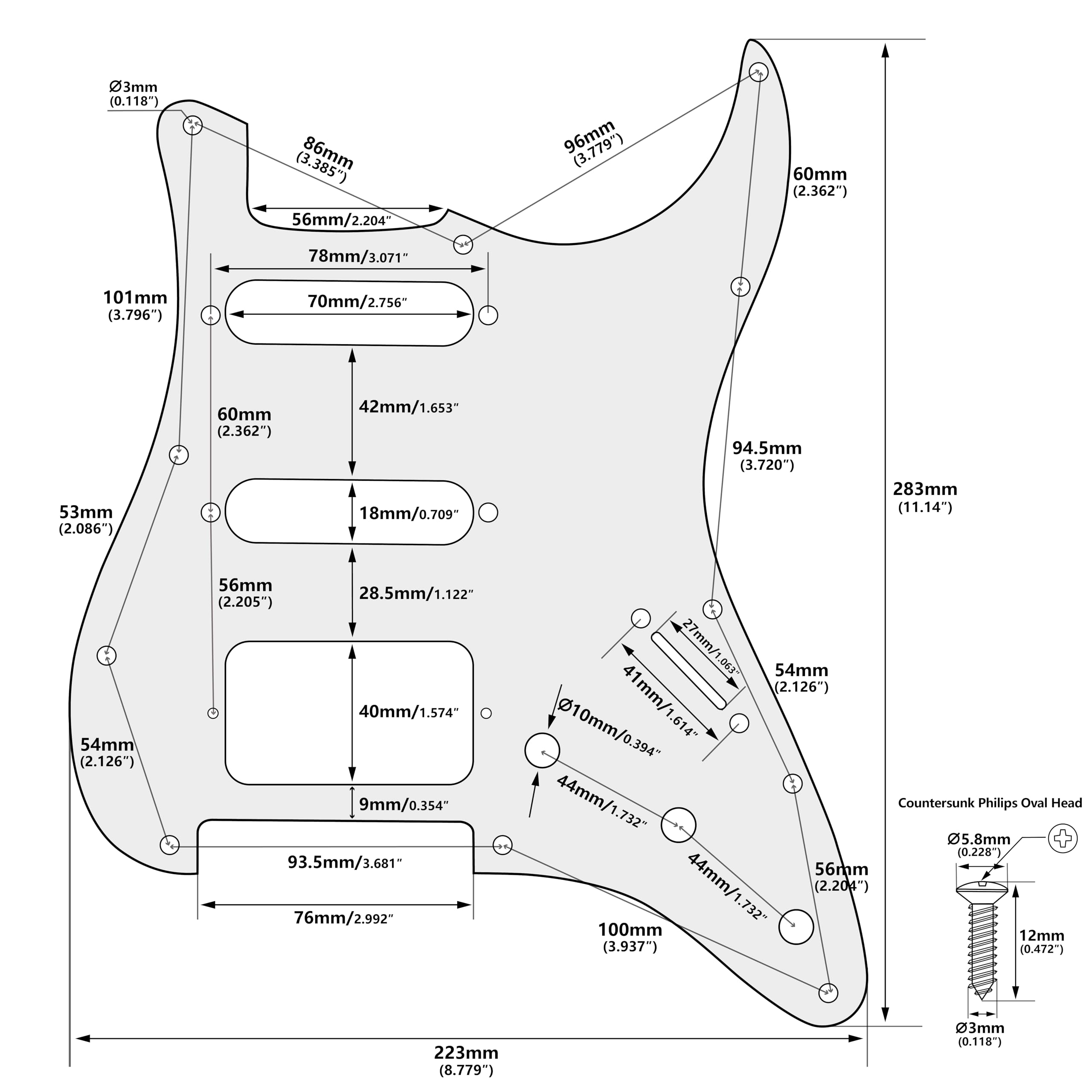 Banworks 3 Ply Strat Hss Pickguard 11-Hole Electric Guitar Pickguard Ssh Scratch Plate For Usa/Mexican Fender Modern Style Stand