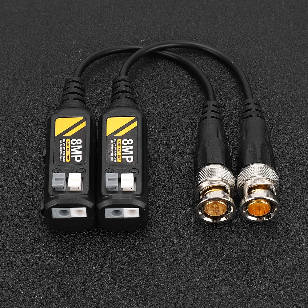 Dioche Video Balun Connectors, 2 Pair Video Balun Transceiver Cable For Bnc Male Cable Male Twisted Pair Transmitter Cable 8Mp Hd Cvi Ahd Tvi Cvbs Bnc