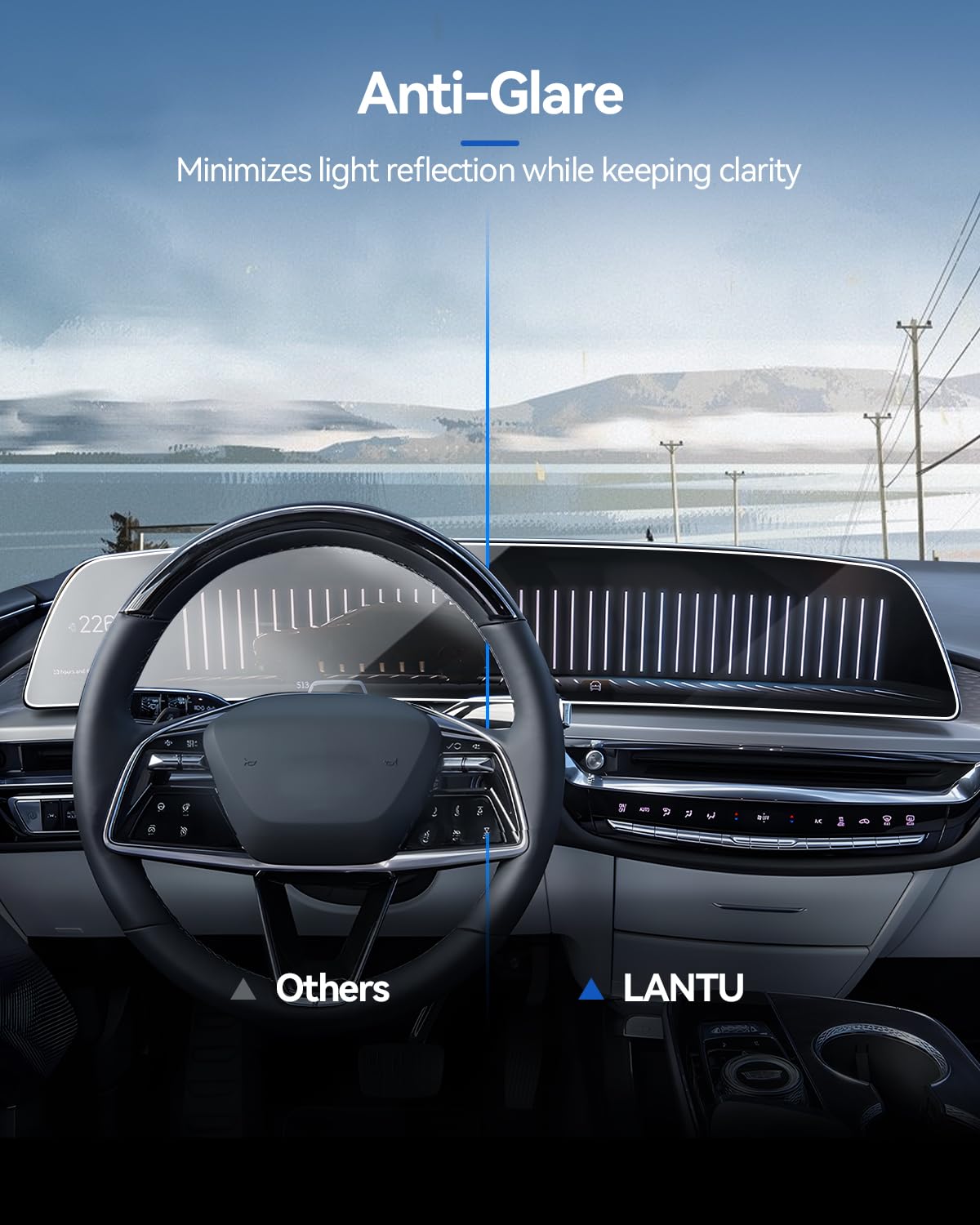 Lantu 2Pcs Car Screen Protector For 2023 2024 Cadillac Lyriq (Luxury/Tech/Sport) Accessories Navigation Nano Touchscreen Protect