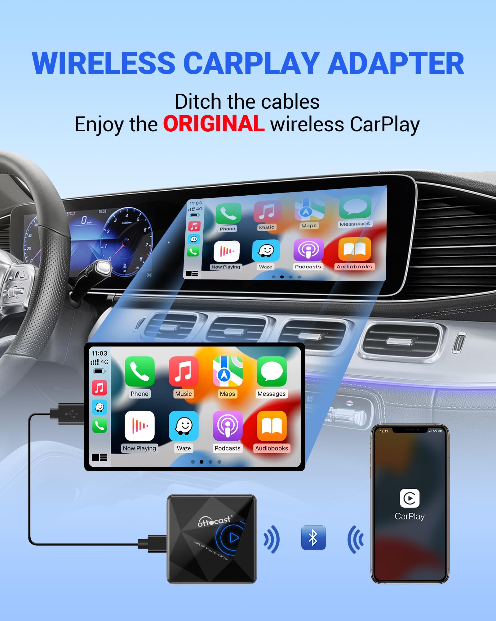 U2Air Pro Wireless Carplay Adapter For Iphone   2024 Newest Version Wired To Wireless Carplay Dongle   Dual Band Wifi, Low Laten
