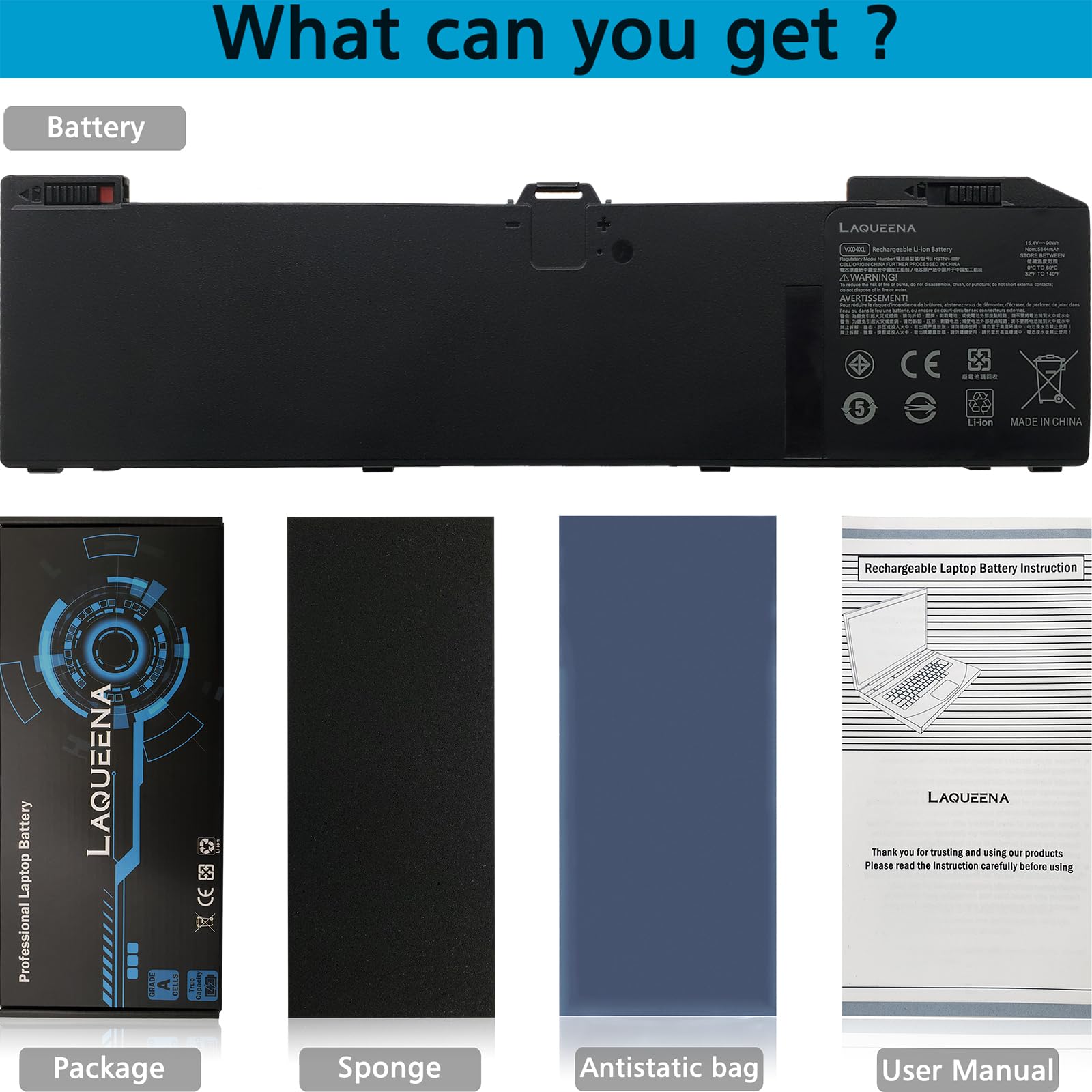 Laqueena Vx04Xl Laptop Battery Compatible With Hp Zbook 15 G5 G6 Series Hstnn Ib8F L06302 1C1 L05766 855 15.4V 90Wh 4 Cell