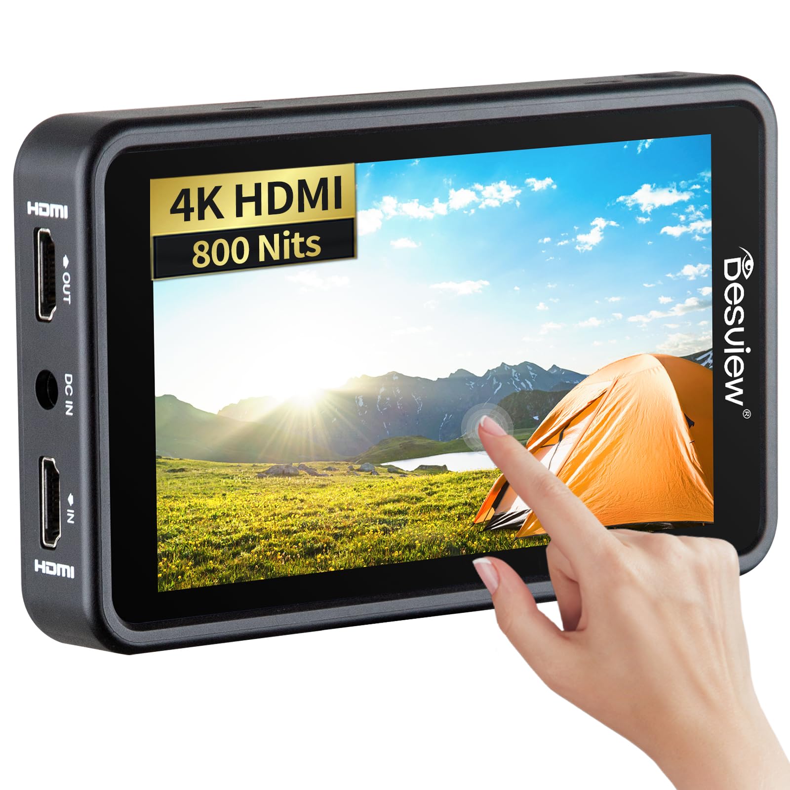 Desview R5Ii Camera Field Monitor, 5.5 Inch 800Nits Touch Screen Camera Monitor 4K Hdmi Full Hd 1920X1080 Ips With 3D Lut Wavefo