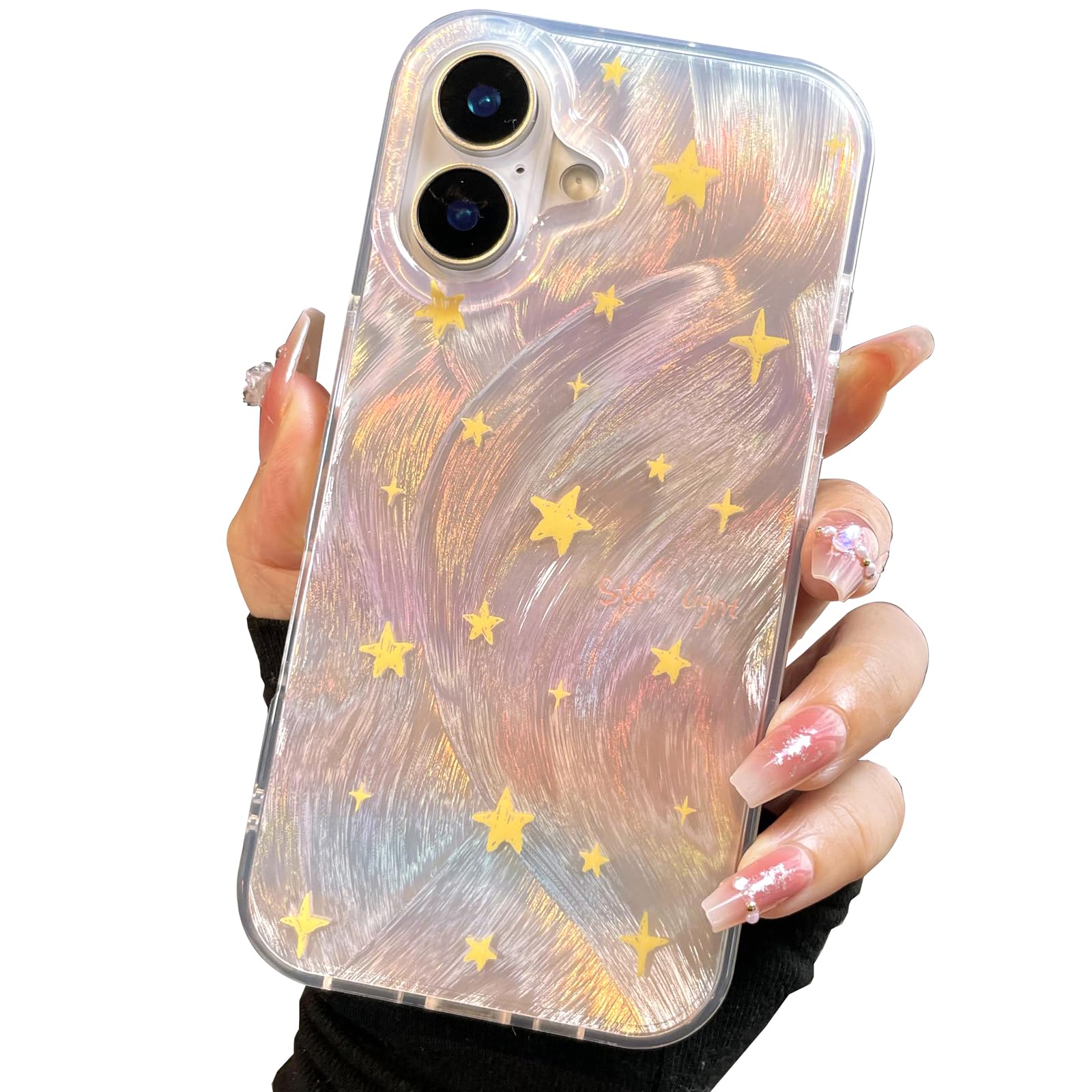 I Mgae In Ar Compact Case For Iphone 16 Shiny Fade Star Design,Cute Trendy Soft Slim Tpu Shockproof Protective Phone Cases Cover