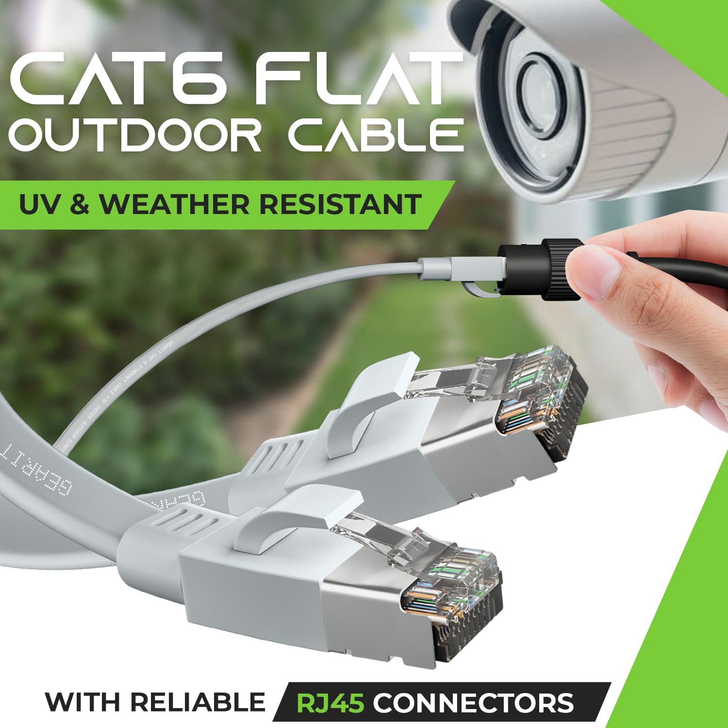 Gearit Cat 6 Outdoor Flat Ethernet Cable (30Ft, Gray) Direct Burial Rated Lldpe Jacket   Indoor Cat6 Shielded Ftp 10Gbps High Sp