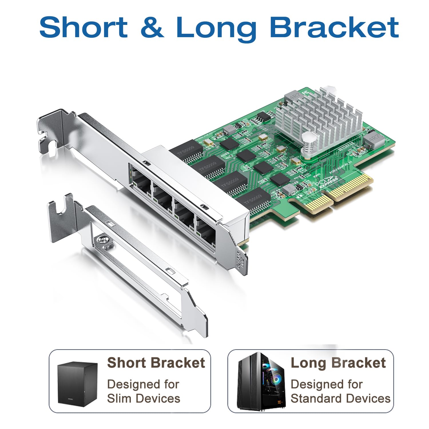 2.5Gbase T Pcie Nic With Realtek Rtl8125 Chip, 2.5Gb Network Card, 2500/1000/100 Mbps,Quad Rj45 Ports, Pcie X4, Ethernet Card Fo