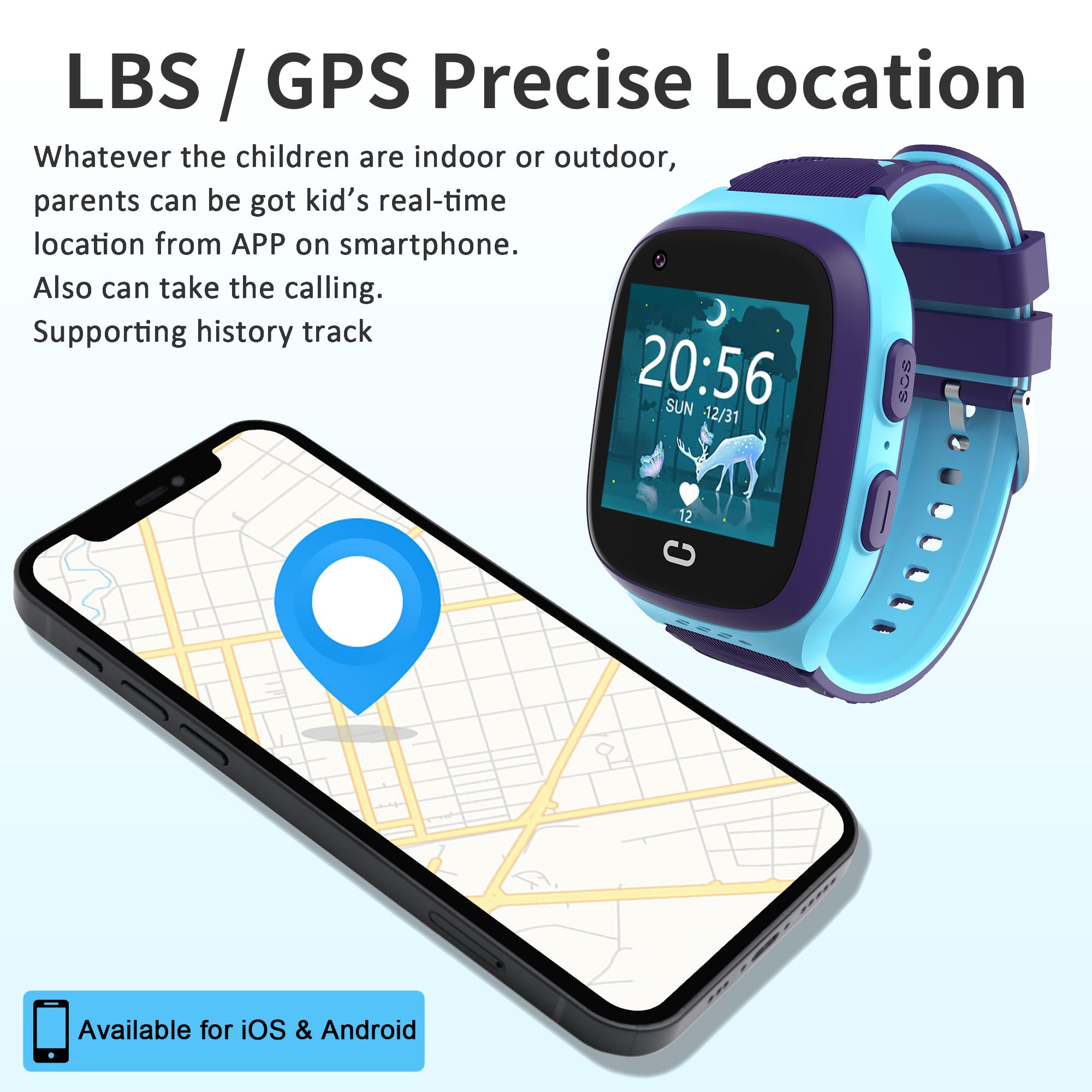 Kids Smart Watch Boys With Gps Tracker & Video Calling 4G Kids Cell Phone Watch Age 5-12,Waterproof One-Key Sos Call Voice Chat
