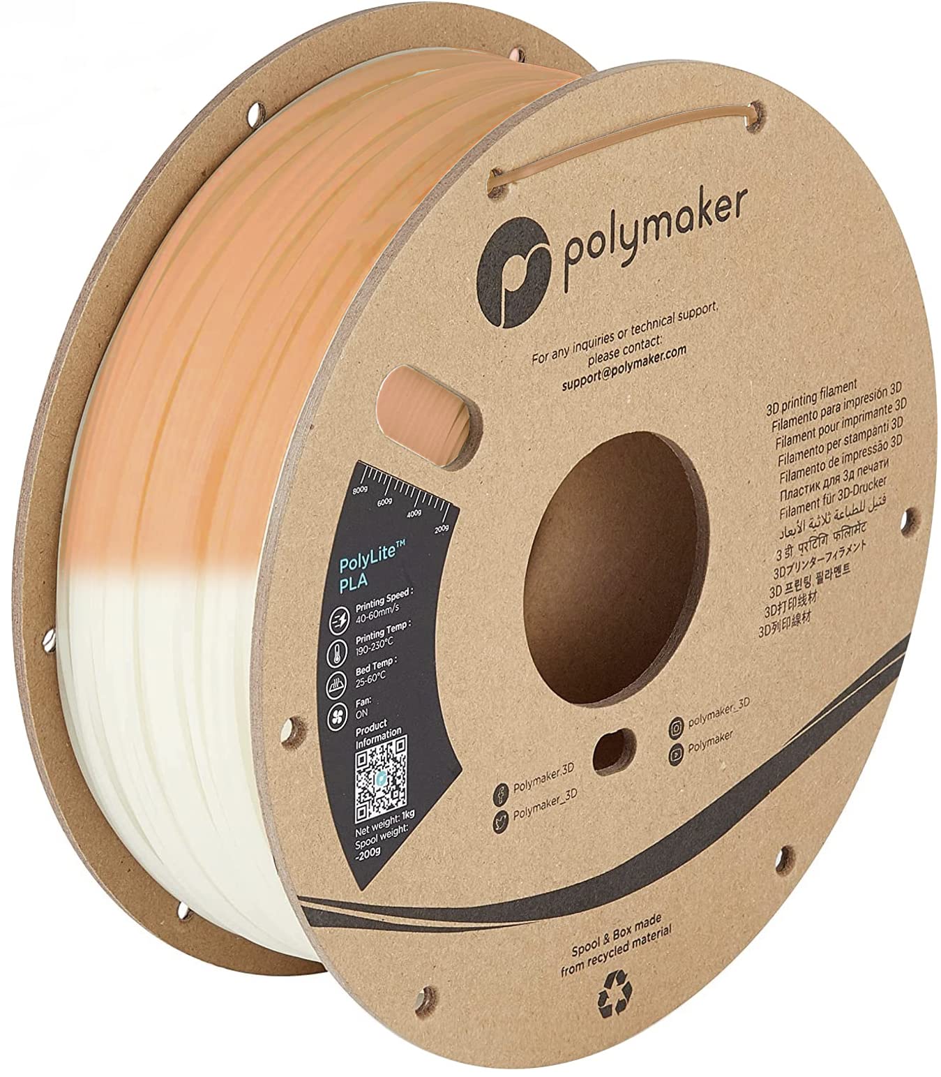 Polymaker Pla Filament 1.75Mm Uv Color Changing Pla 3D Printer Filament Uv Change To Orange 1Kg   Polylite 1.75 Pla Filament Uv