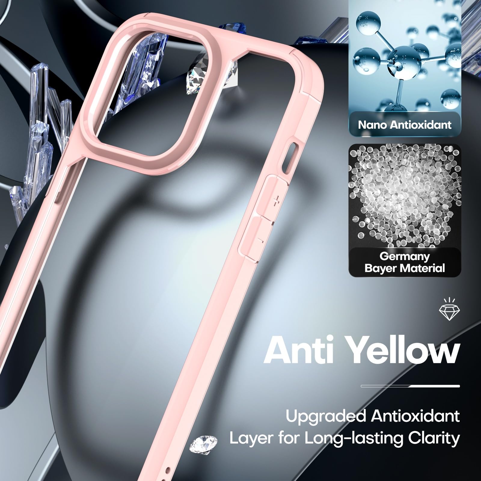 Tauri 3 In 1 For Iphone 14 Pro Max Case Pink, [Military Grade Drop Protection] With 2X Screen Protectors, Slim Shockproof Phone Case 6.7 Inch