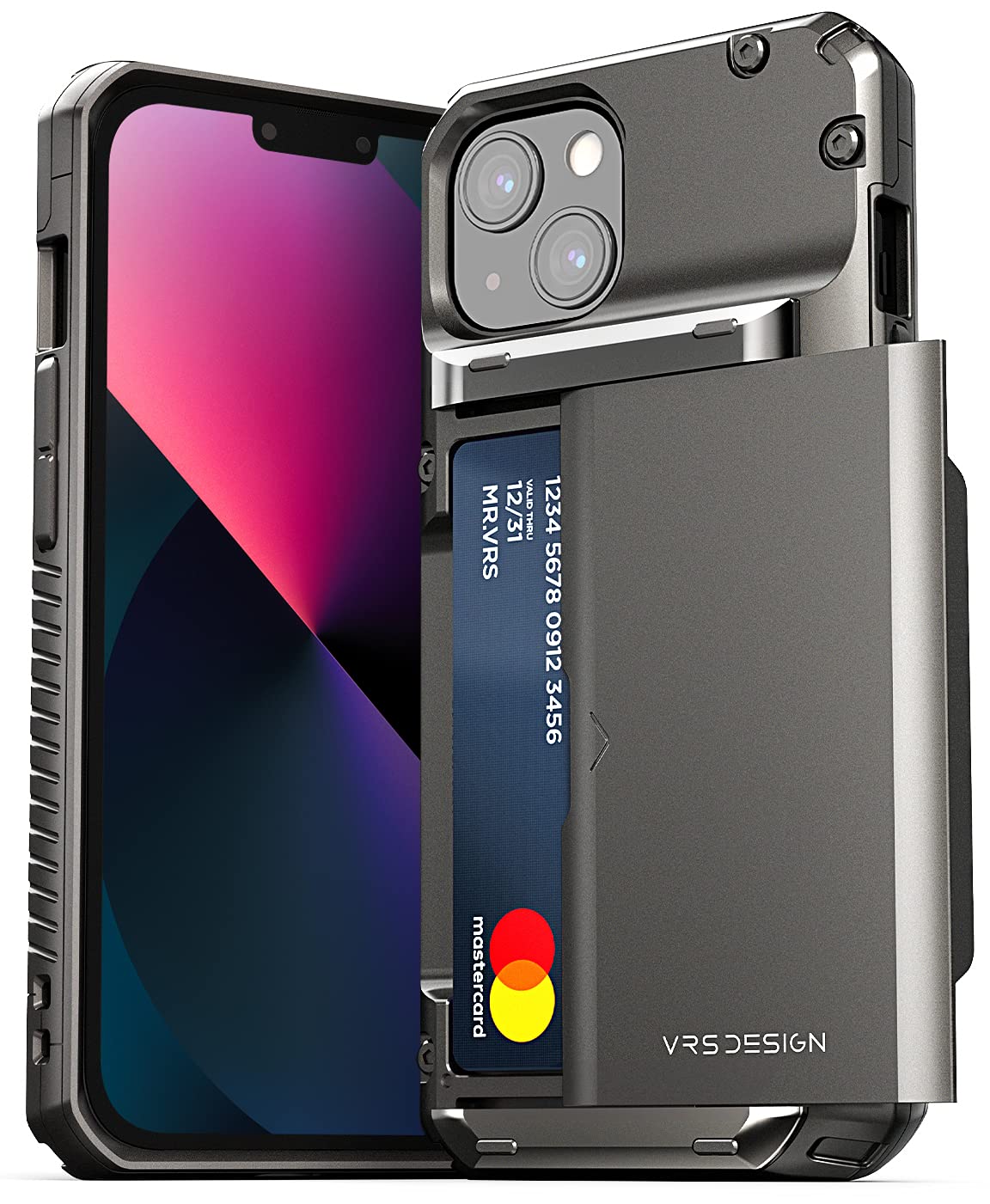 Vrs Design Damda Glide Pro For Iphone 13, Sturdy Semi Auto Wallet [4 Cards] Case Compatible For Iphone 13 Case (2021)