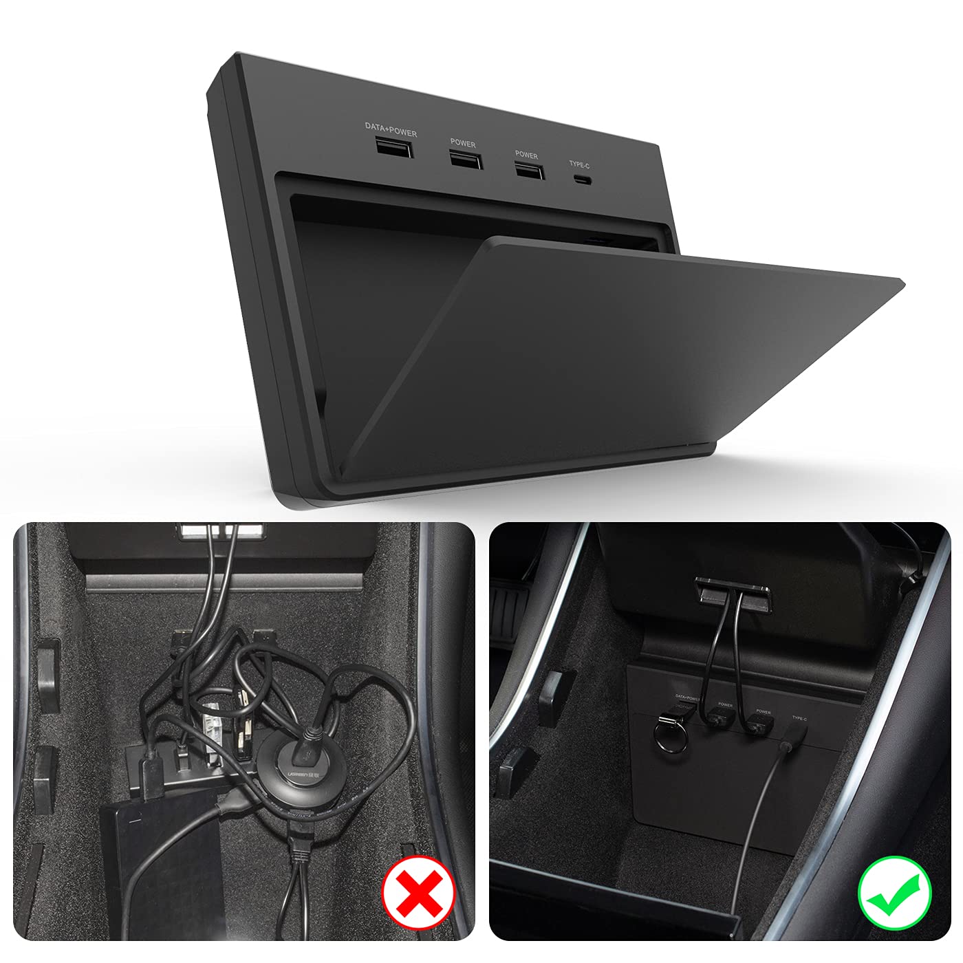 Taptes Usb Hub 5 In 1 Ports For Tesla Model 3 Before June 2020(Not Fit For Model Y),Dashcam & Sentry Mode Viewer Usb Hub Dongle