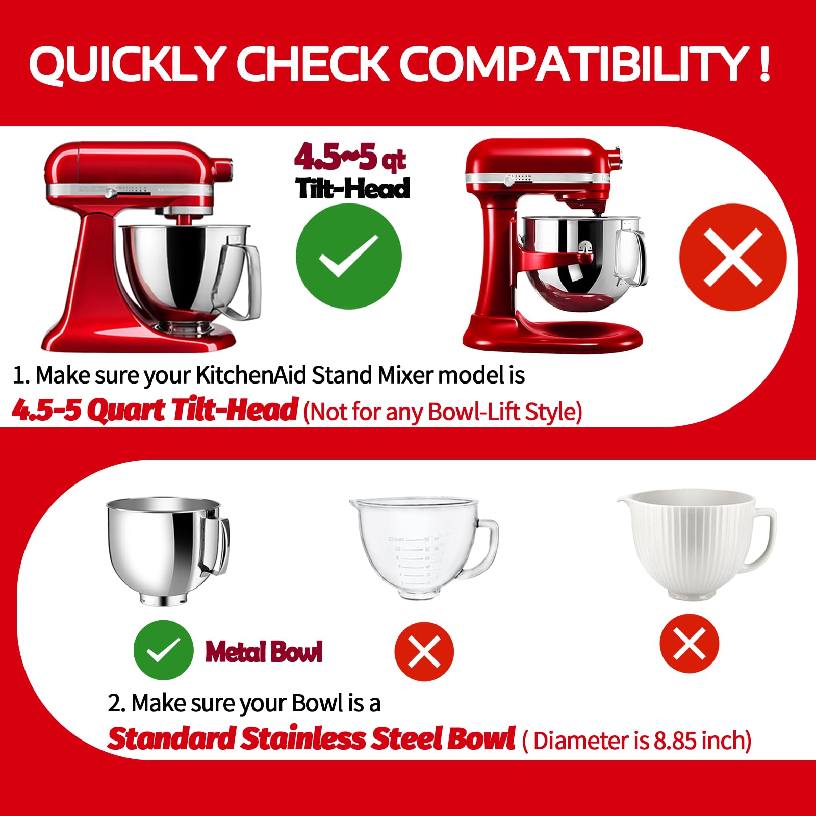 Pouring Shield For Kitchenaid Tilt Head 4.5 5 Qt (For Stainless Steel Bowls Only), For Kitchen Aid Accessories And Attachments,