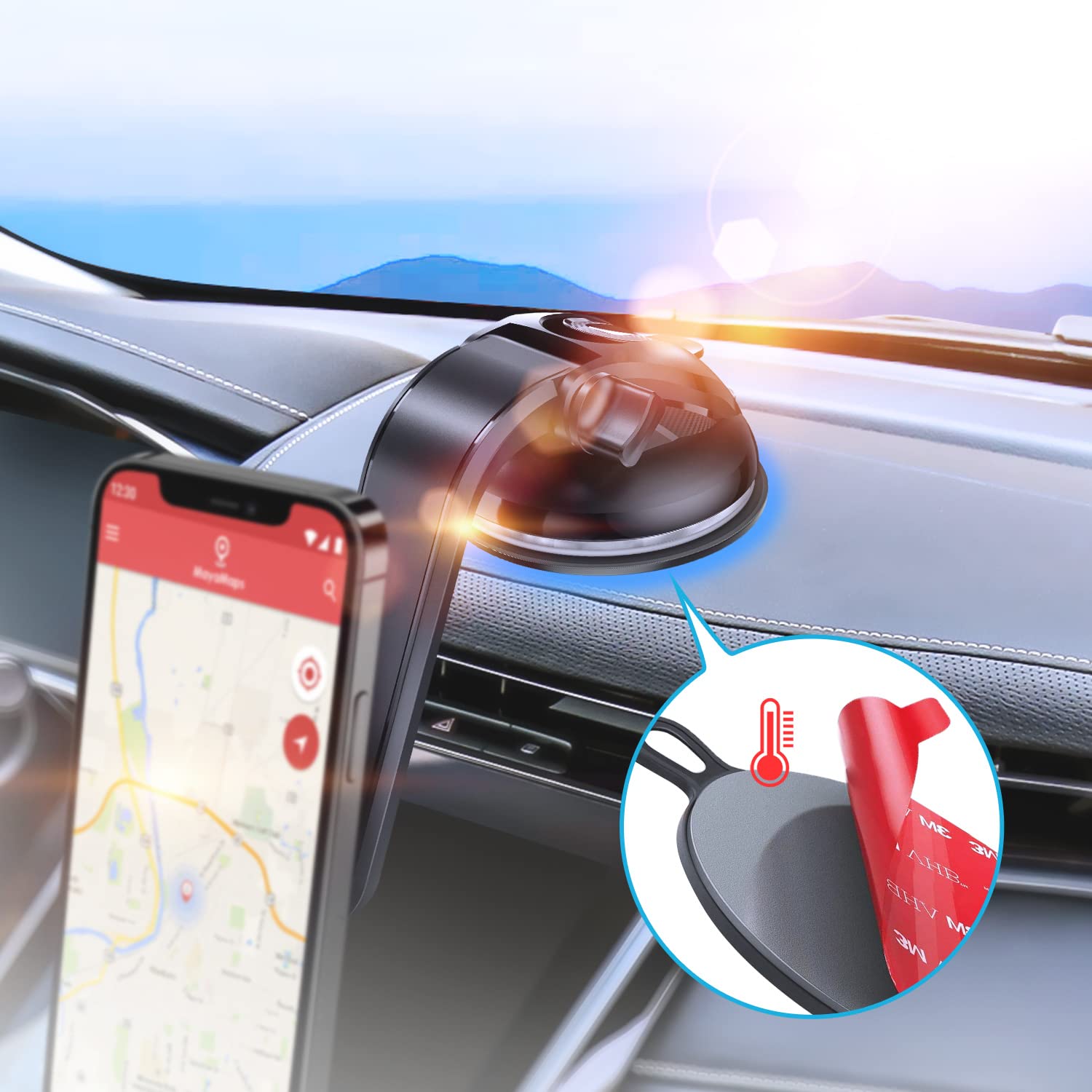 Dashboard Pad Mounting Disk For Suction Cup, 95Mm (3.74'') 3M Heat Resistant Adhesive Disc For Dash Camera Windshield Holder, Gp