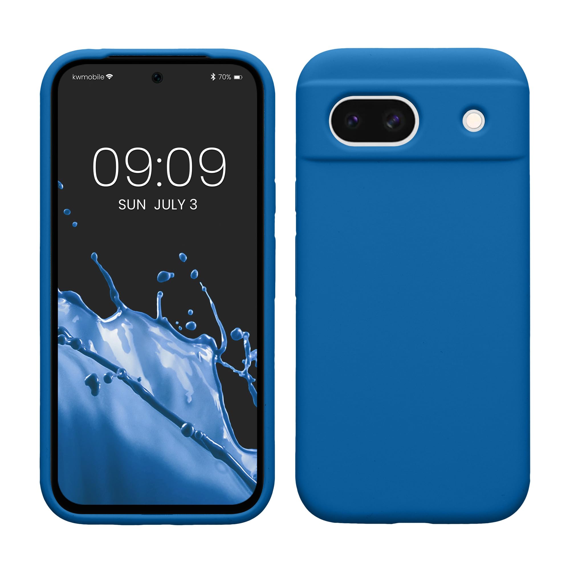 kwmobile Case Compatible with Google Pixel 8a Case - TPU Silicone Phone Cover with Soft Finish - Blue Reef