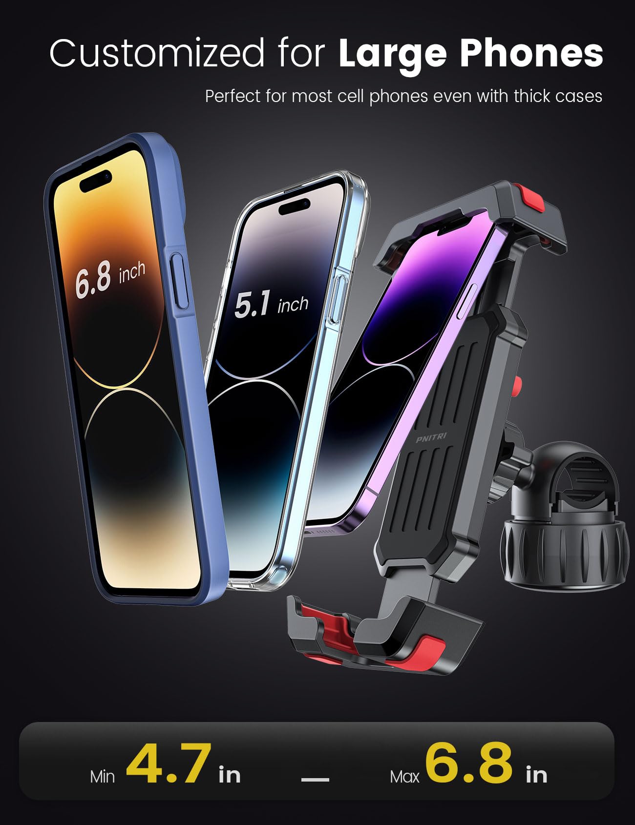 Motorcycle Bike Phone Holder, [Upgraded 3S Quick Install] [7.2 In Big Phone Friendly] Adjustable Motorcycle Phone Mount Universa