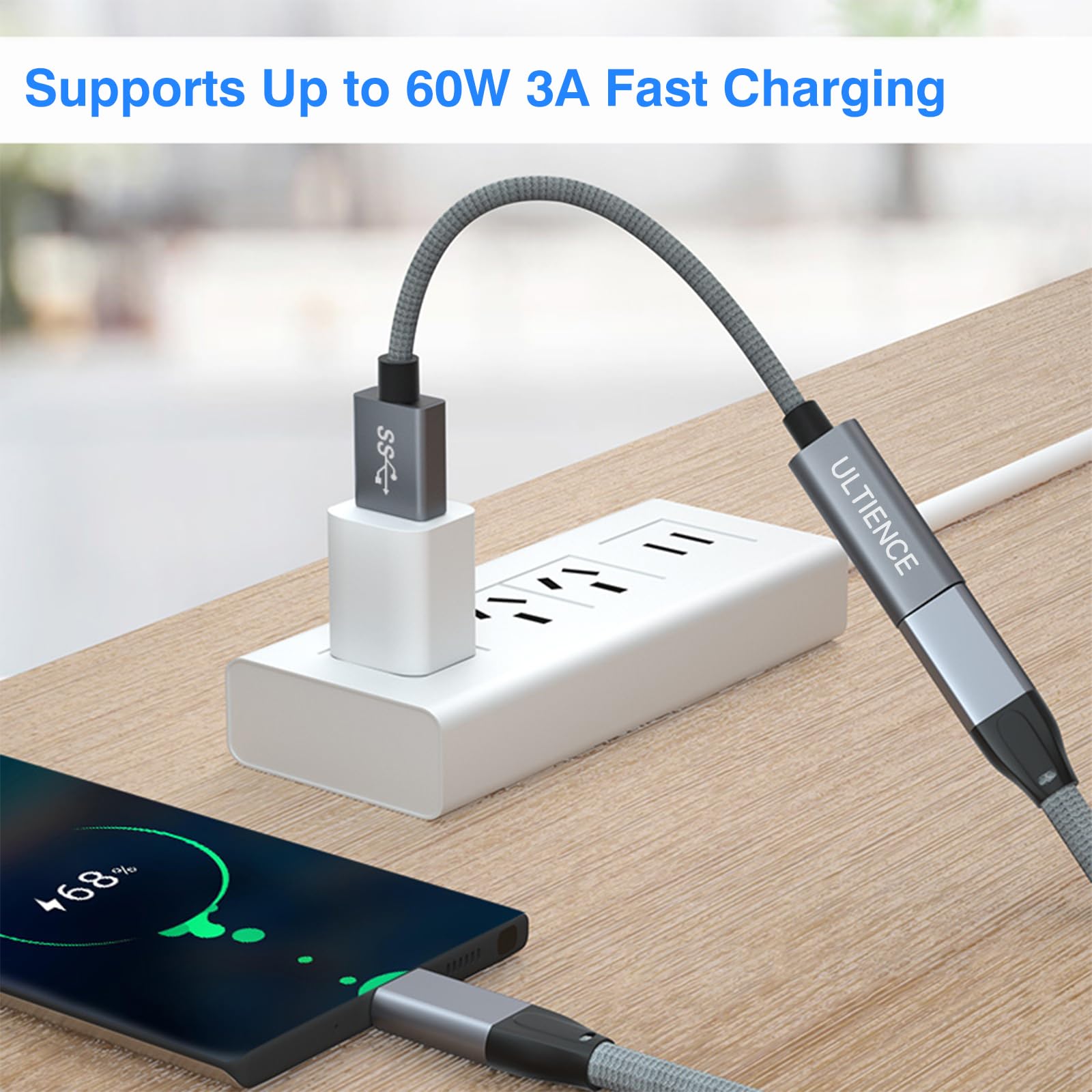 Ultience [10Gbps] High Speed A To C Adapter With Usb To Usb C Cable, And Female Usb C Cable   60W Fast Charging And Data Transfe