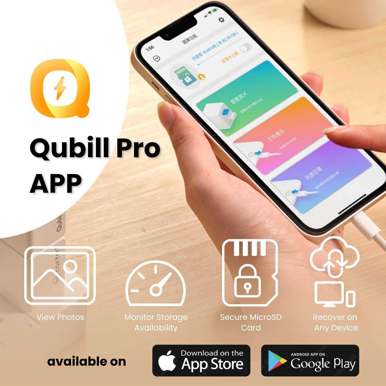 Maktar Mfi-Certified Qubii Duo Usb A Auto Photo Storage & Iphone Backup Charge And Automatically Save. Ends Icloud Fees. Free Ap